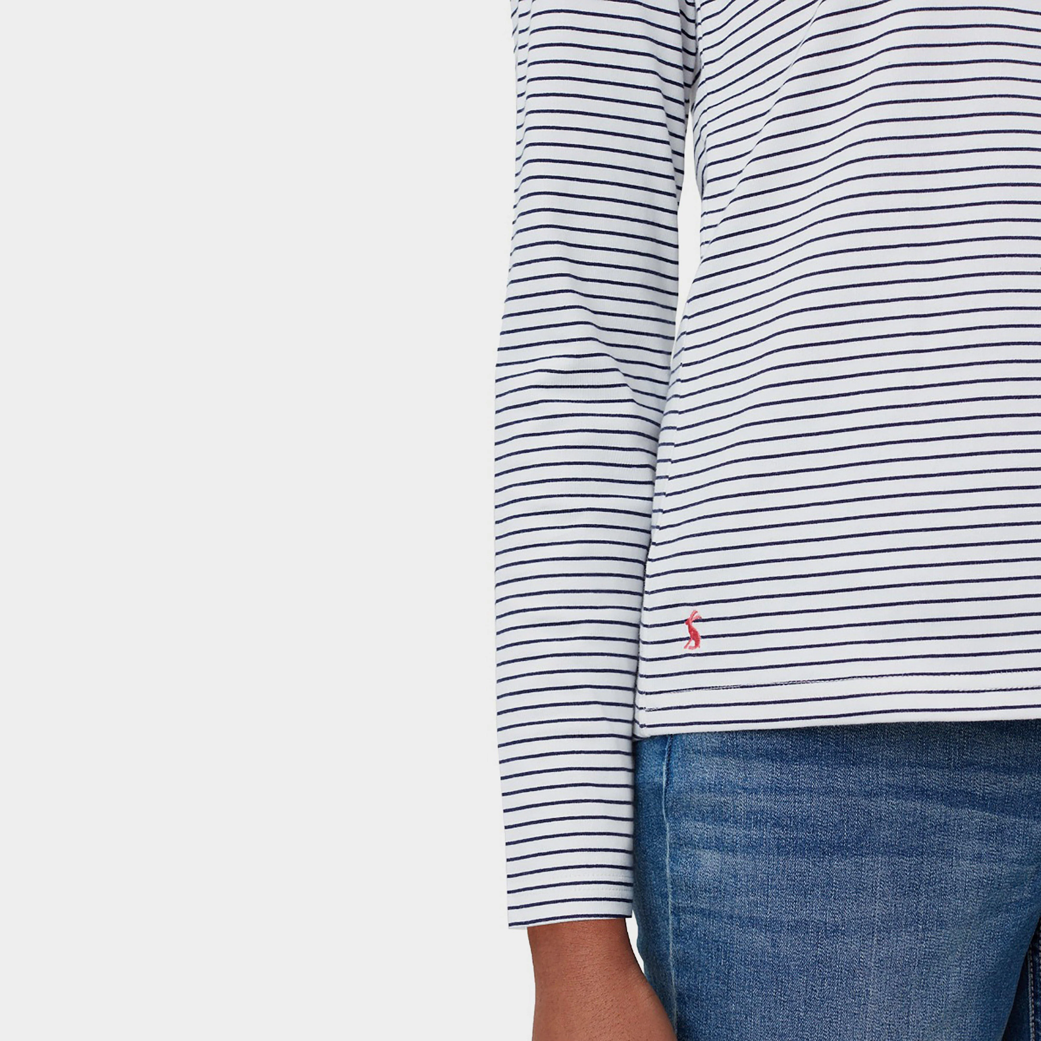 Womens Harbour Print Top French Navy Floral Placement Stripe - Image 7