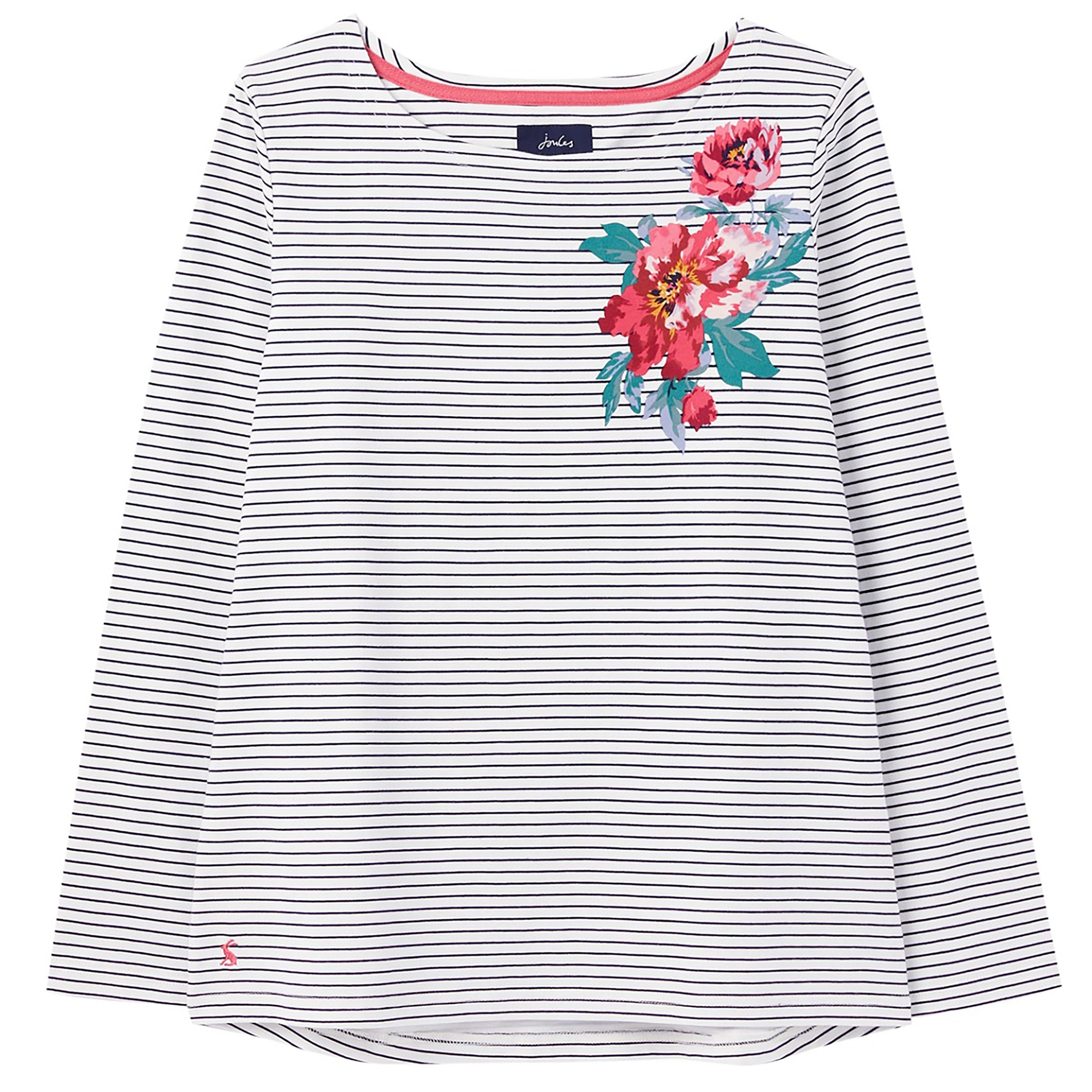 Womens Harbour Print Top French Navy Floral Placement Stripe - Image 8