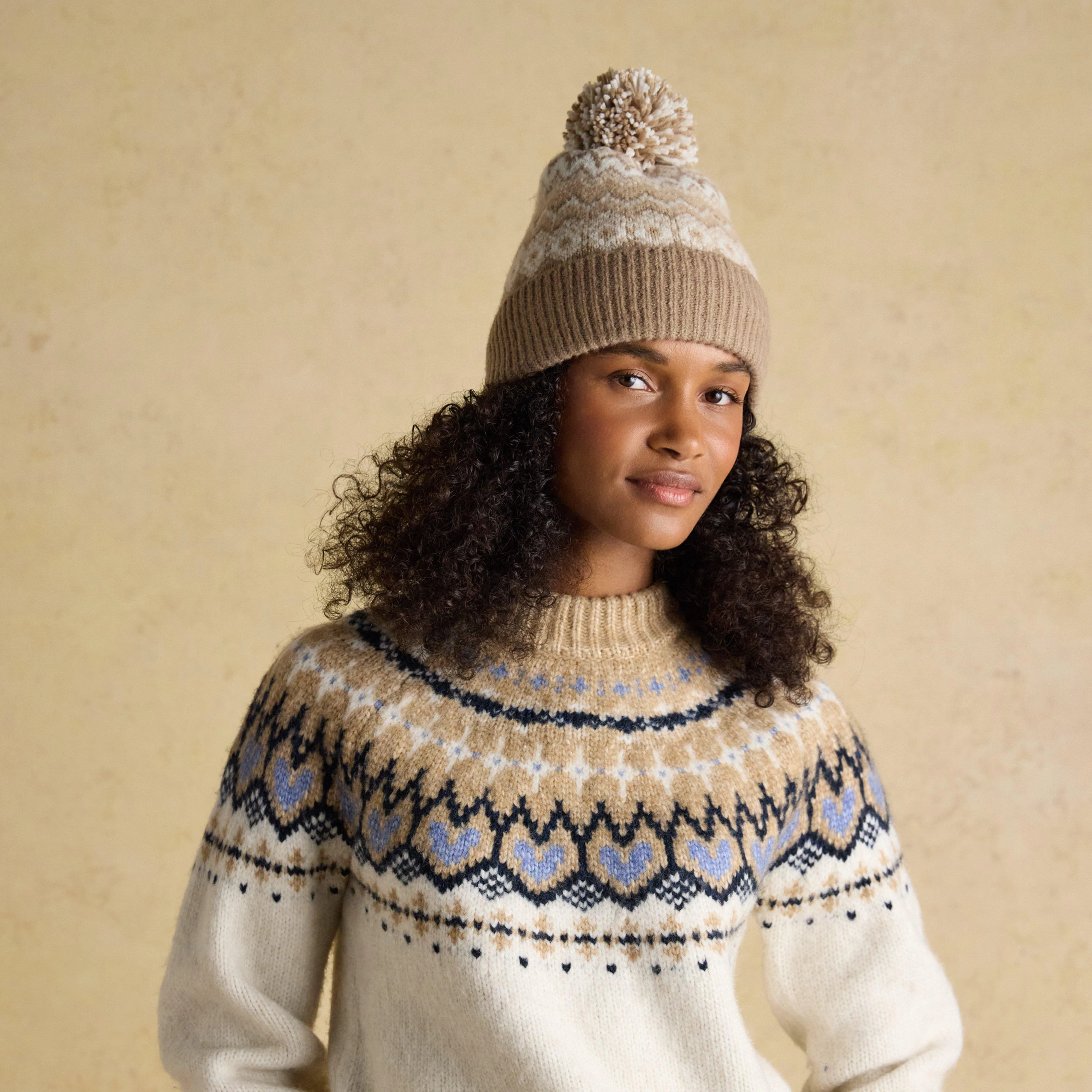 Women's Kara Bobble Hat Beige - Image 2