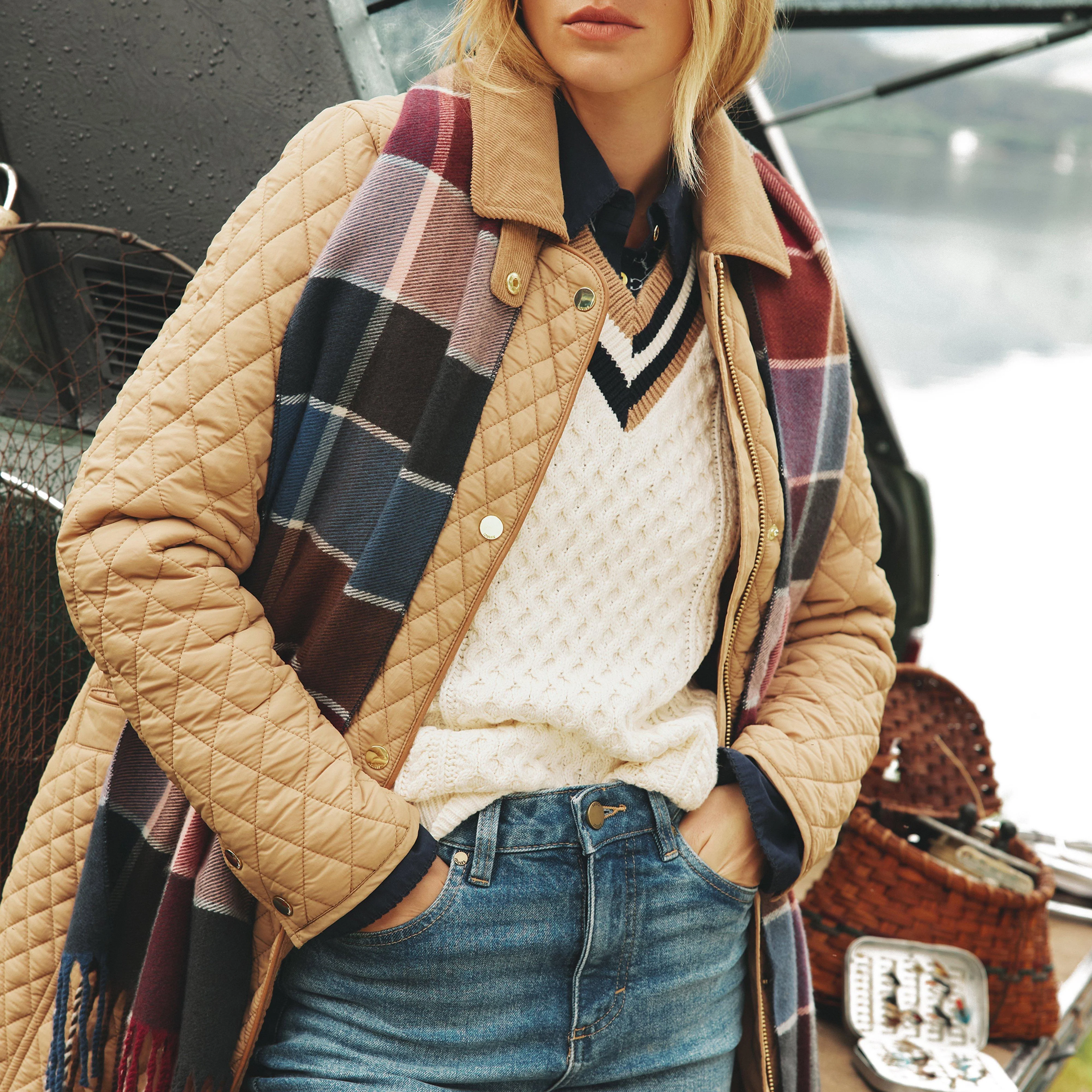 Womens Langtree Scarf Berry & Navy - Image 2