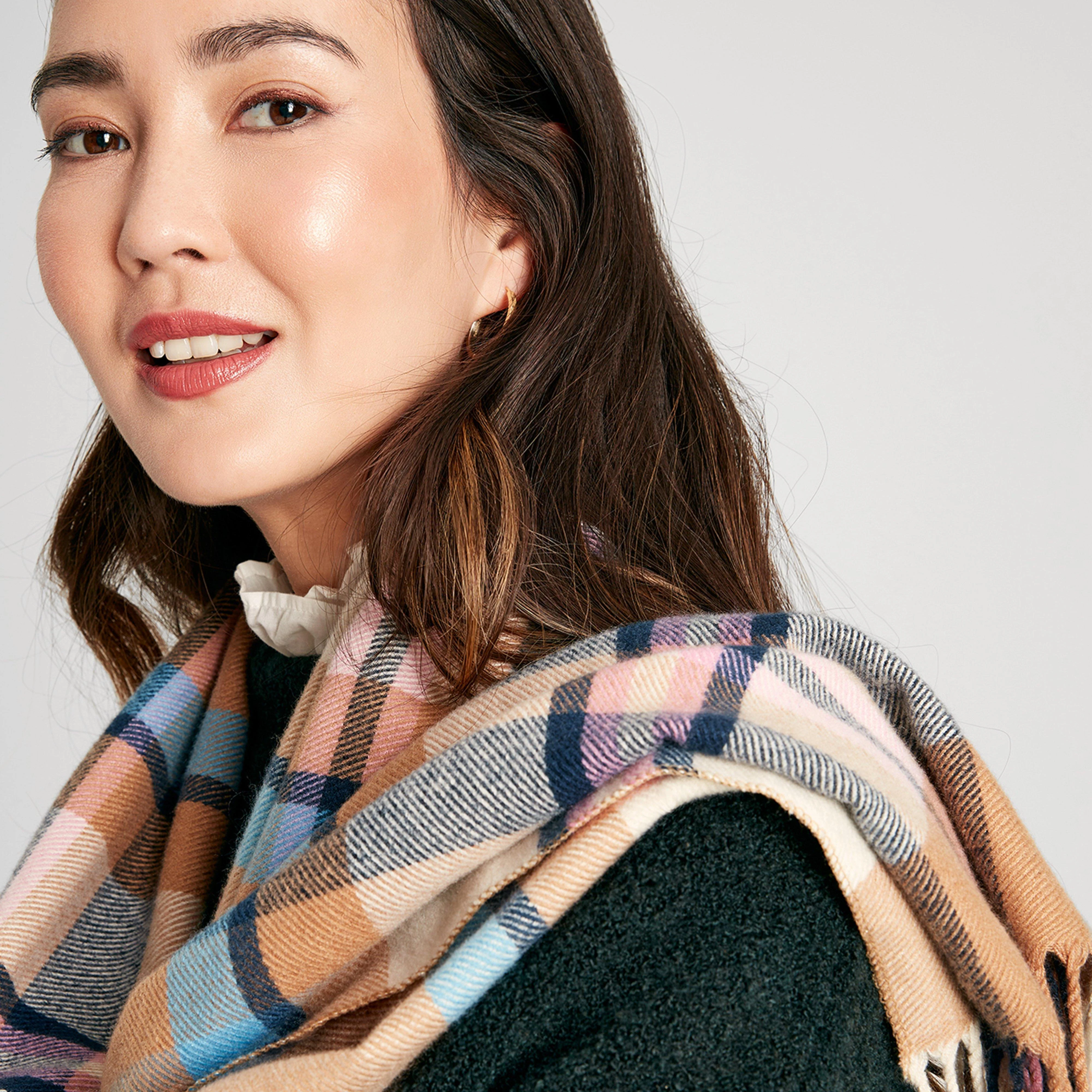 Womens Langtree Scarf Cream Check - Image 5