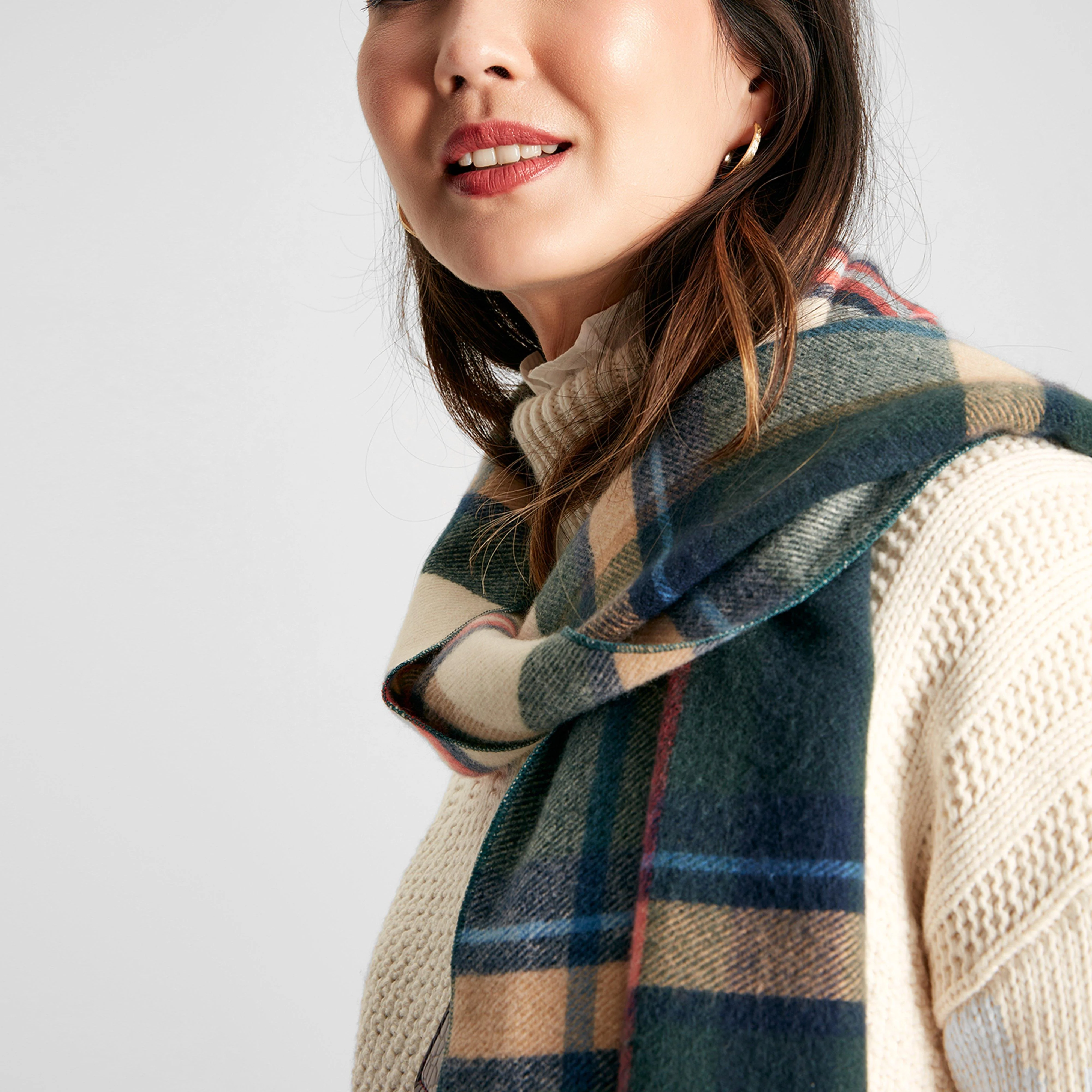Womens Langtree Scarf Green Check - Image 5