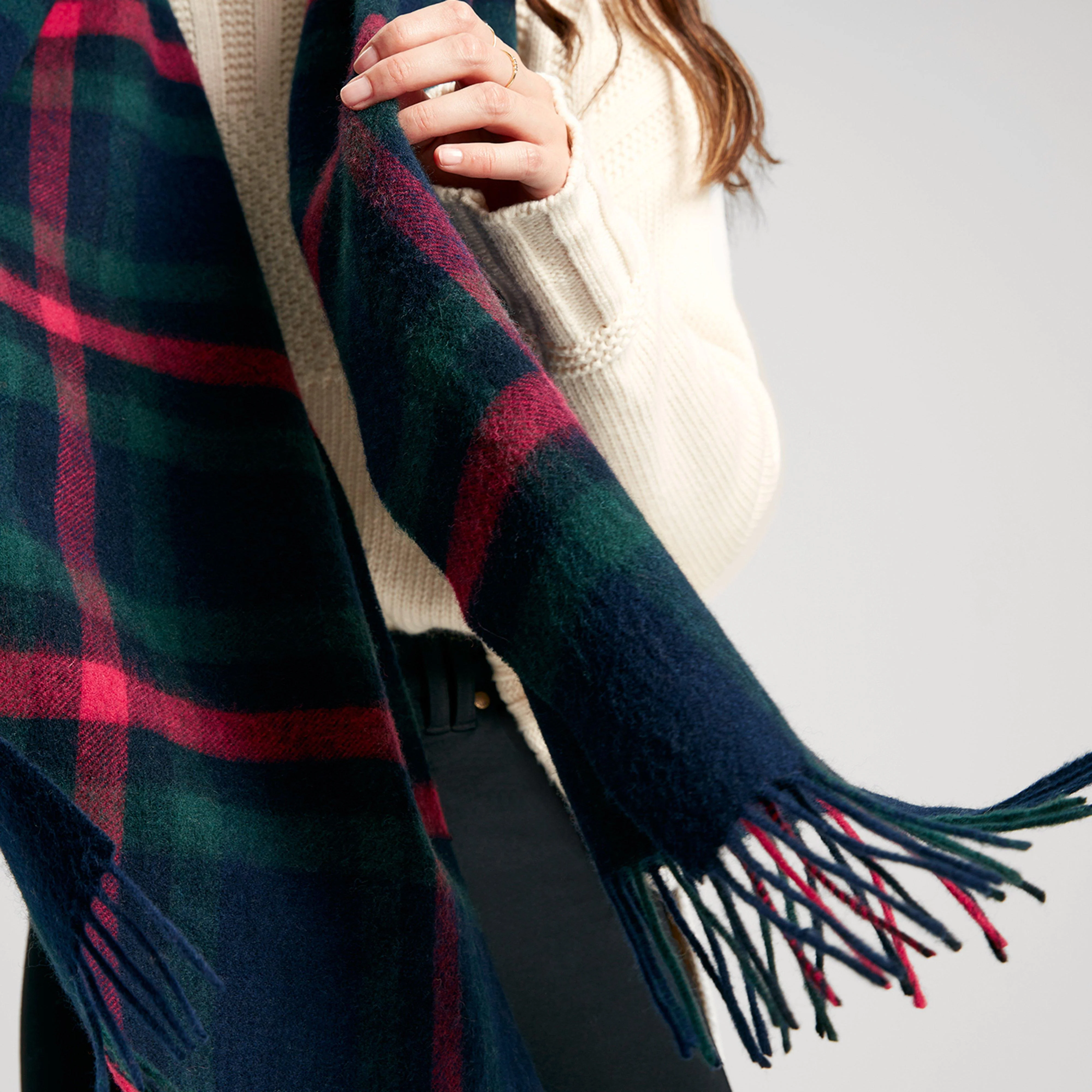Womens Langtree Scarf Navy Pink Check - Image 5