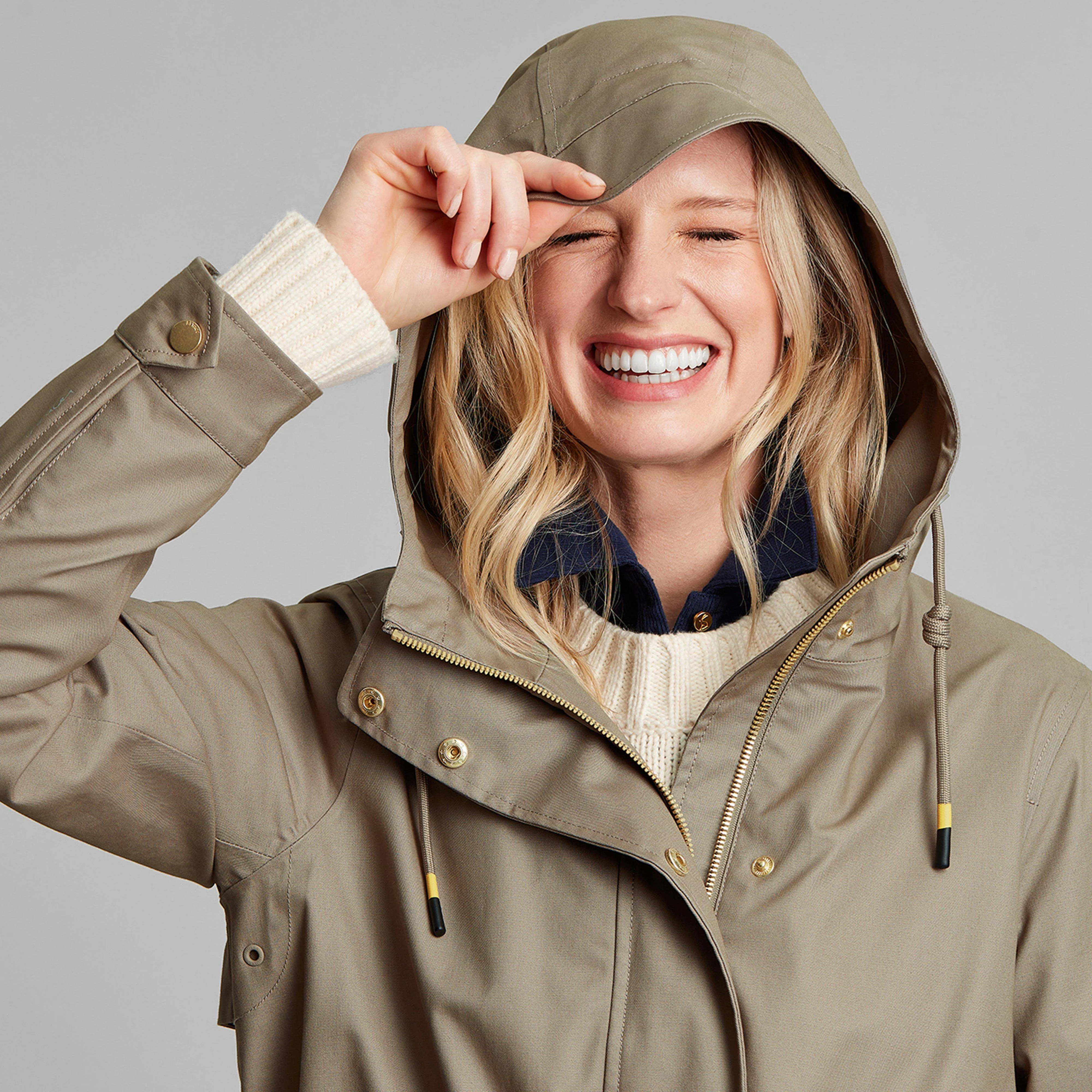 Womens Padstow Waterproof Raincoat Mushroom - Image 4