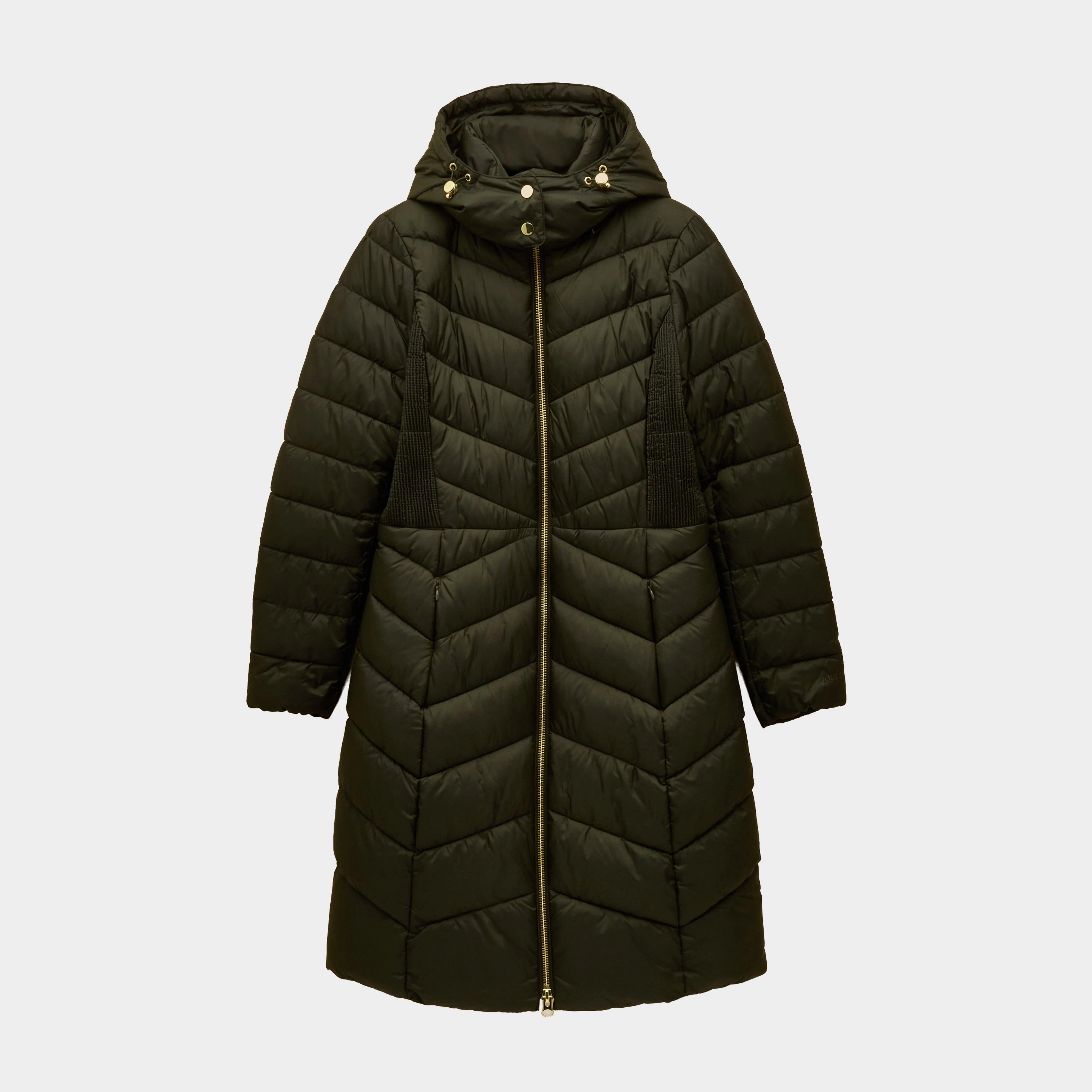 Womens Pembury Showerproof Longline Padded Coat With Hood Khaki - Image 10