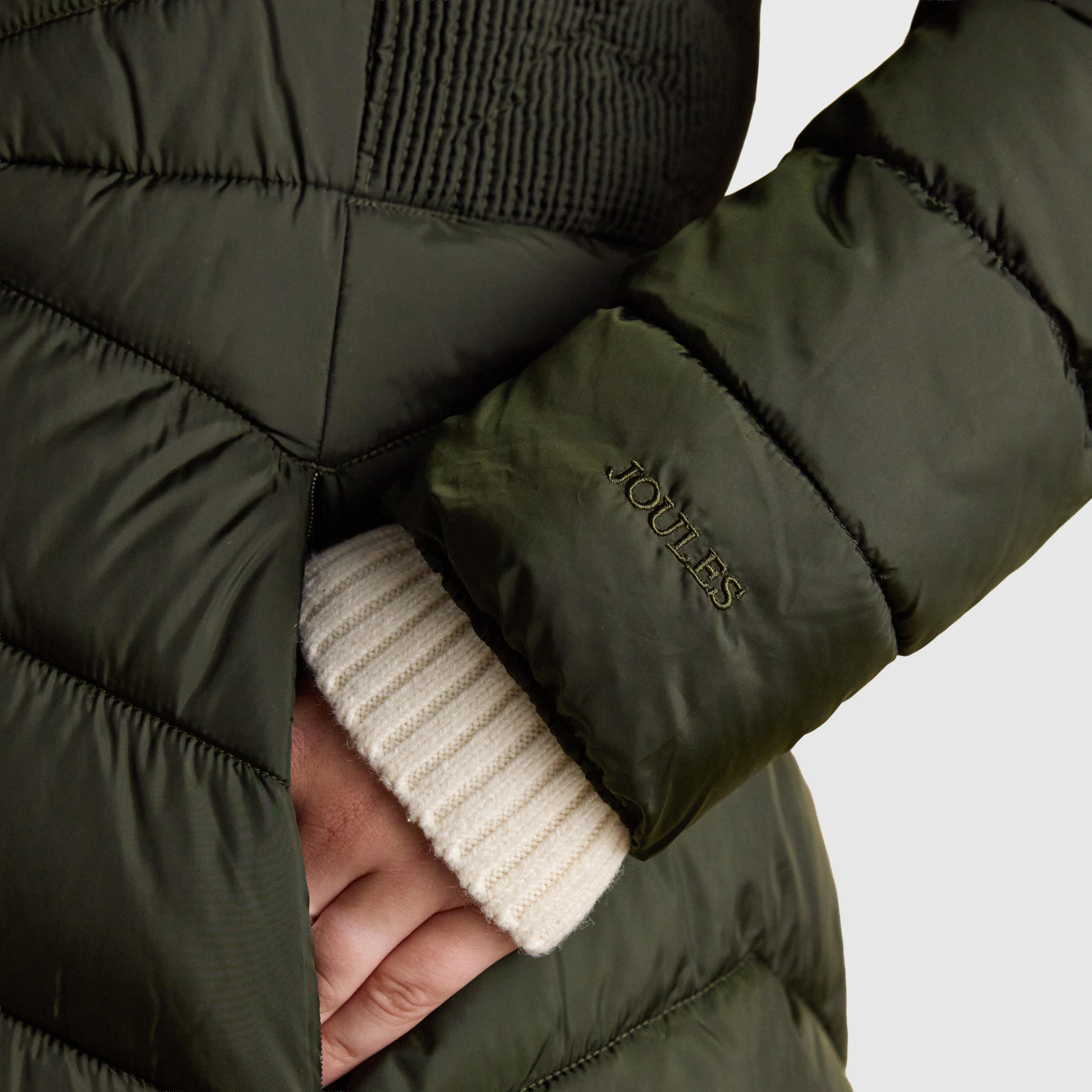Womens Pembury Showerproof Longline Padded Coat With Hood Khaki - Image 4