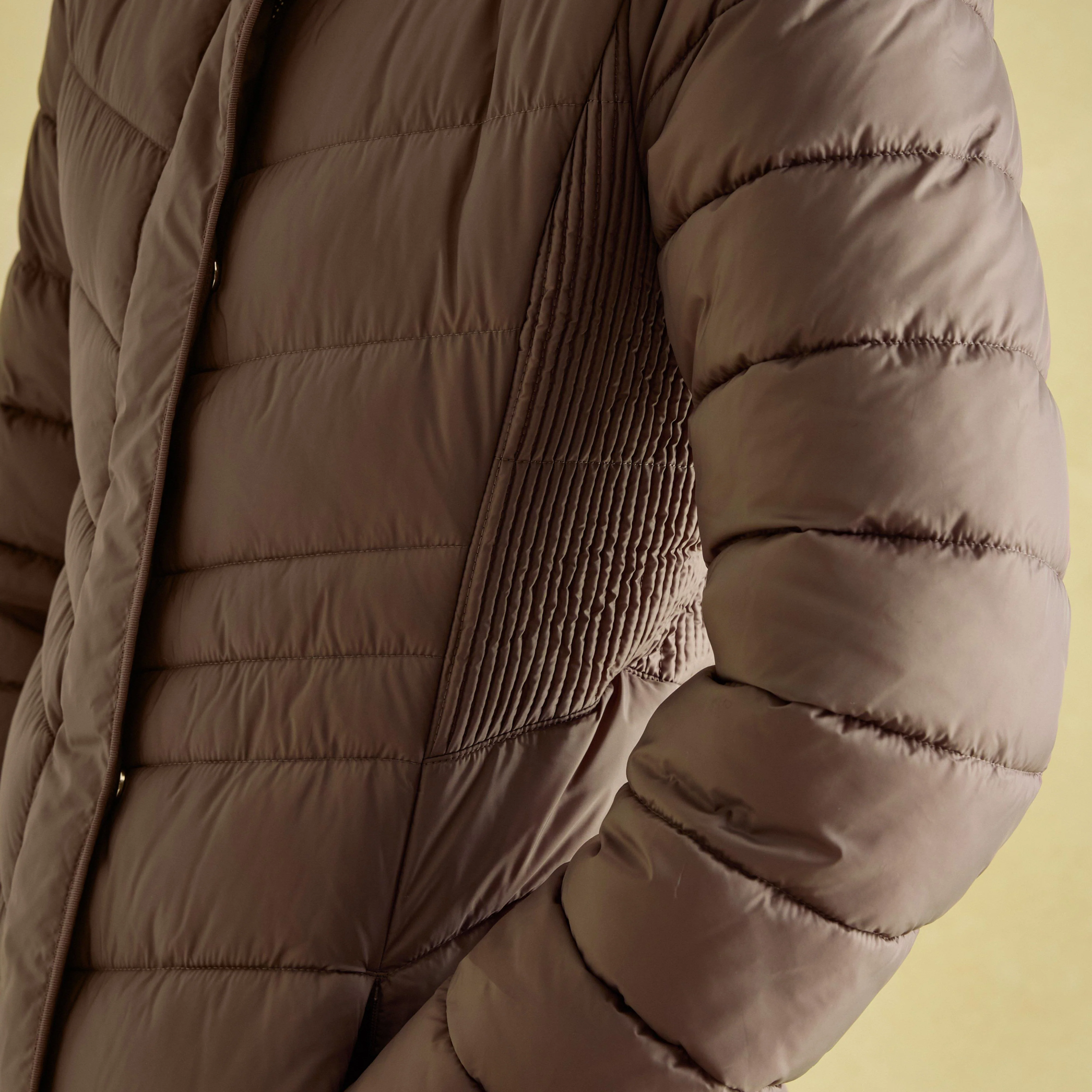 Womens Pembury Showerproof Longline Padded Coat With Hood Neutral - Image 5