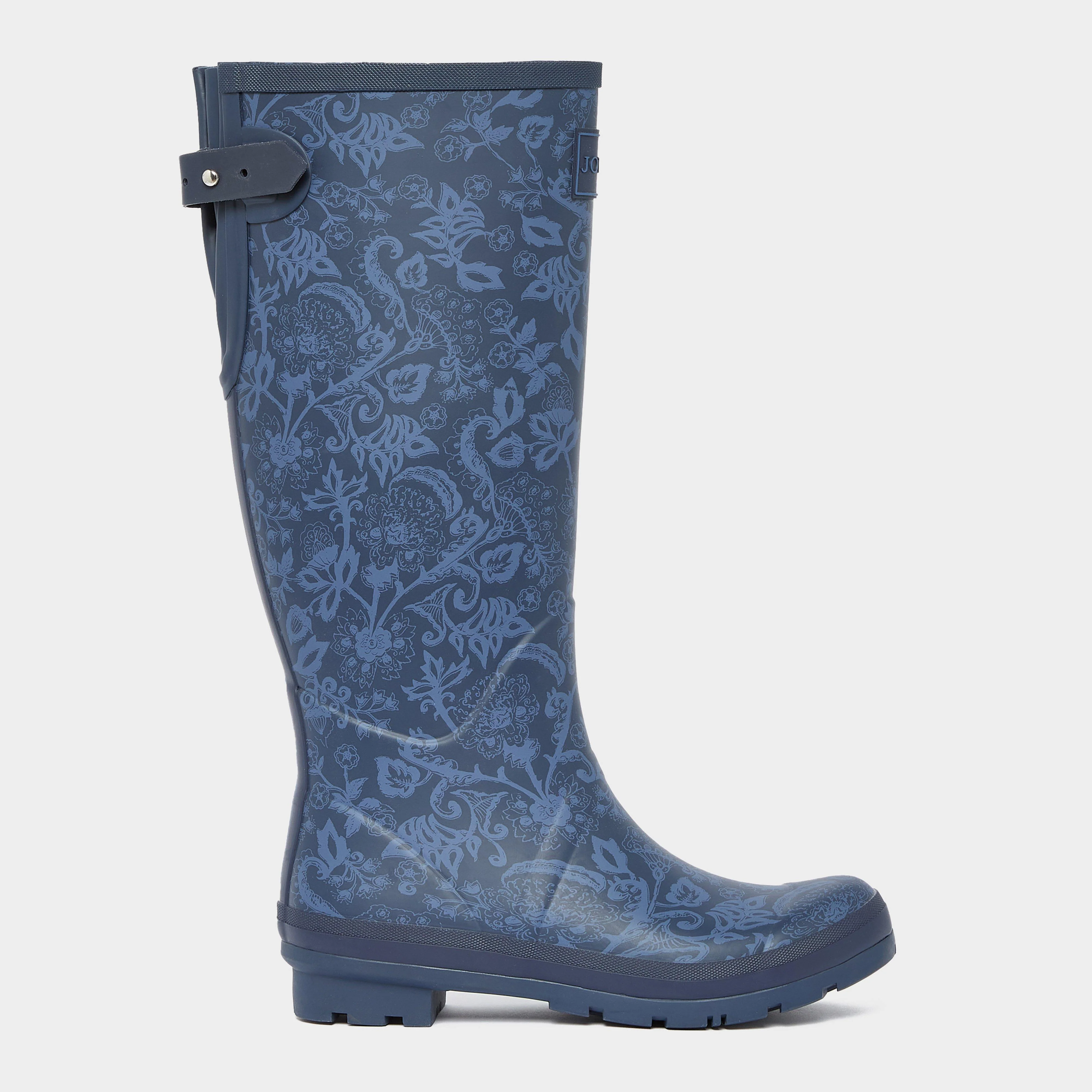 Womens Printed Adjustable Tall Wellies Navy - Image 3