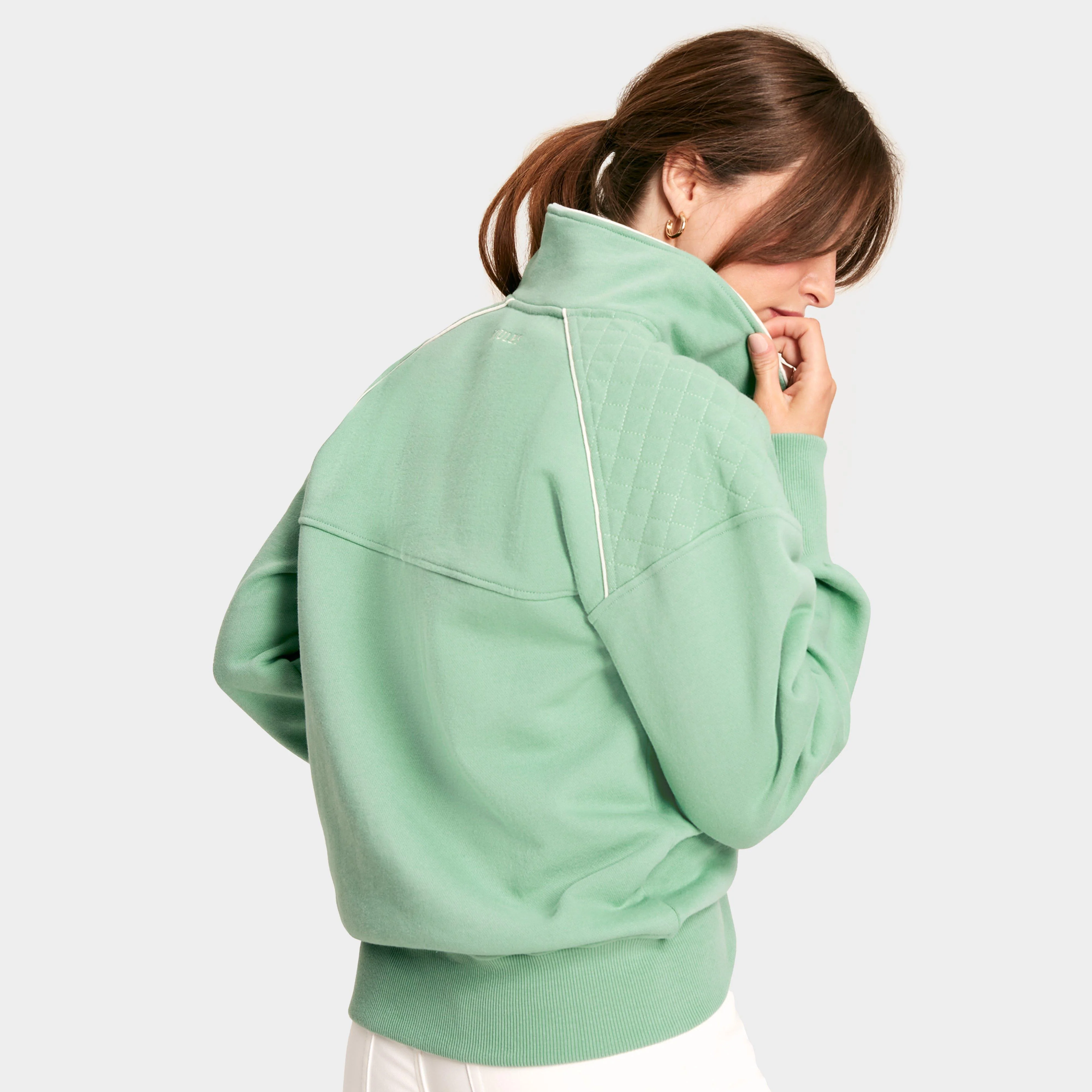 Womens Racquet Quarter Zip Sweatshirt Green - Image 2