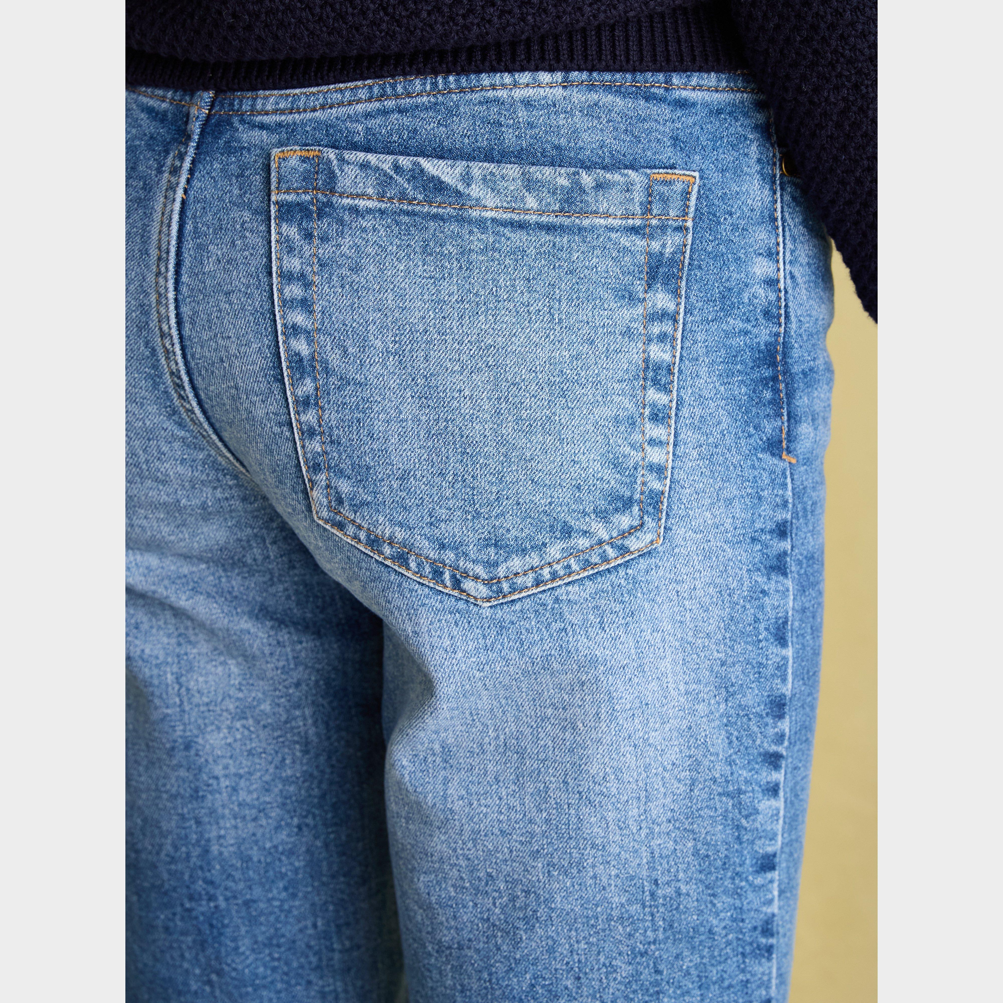 Womens Slim Straight Jeans Mid Blue Denim - Image 4