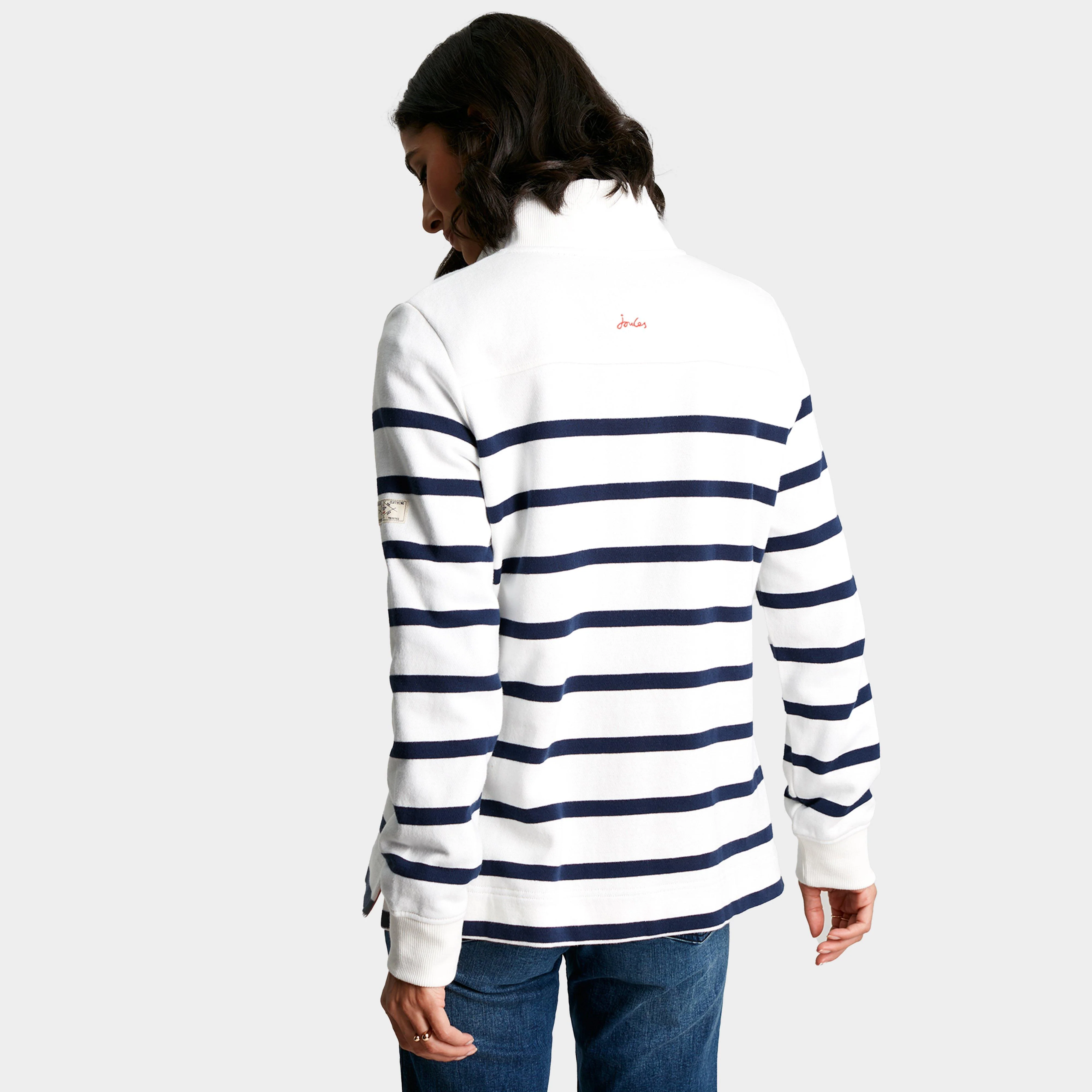 Womens Southwold Funnel Neck Sweatshirt Navy Creme Stripe - Image 2