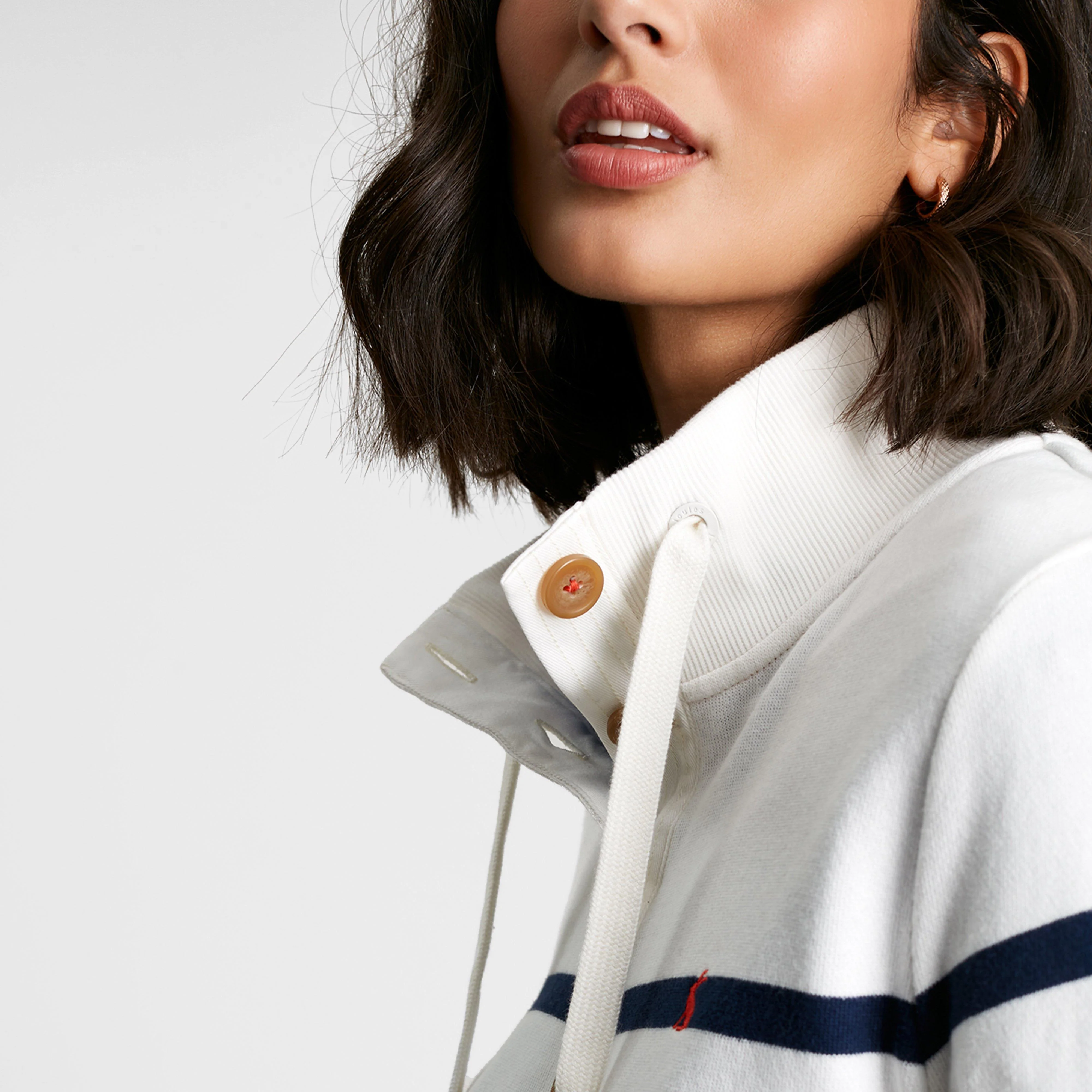 Womens Southwold Funnel Neck Sweatshirt Navy Creme Stripe - Image 3