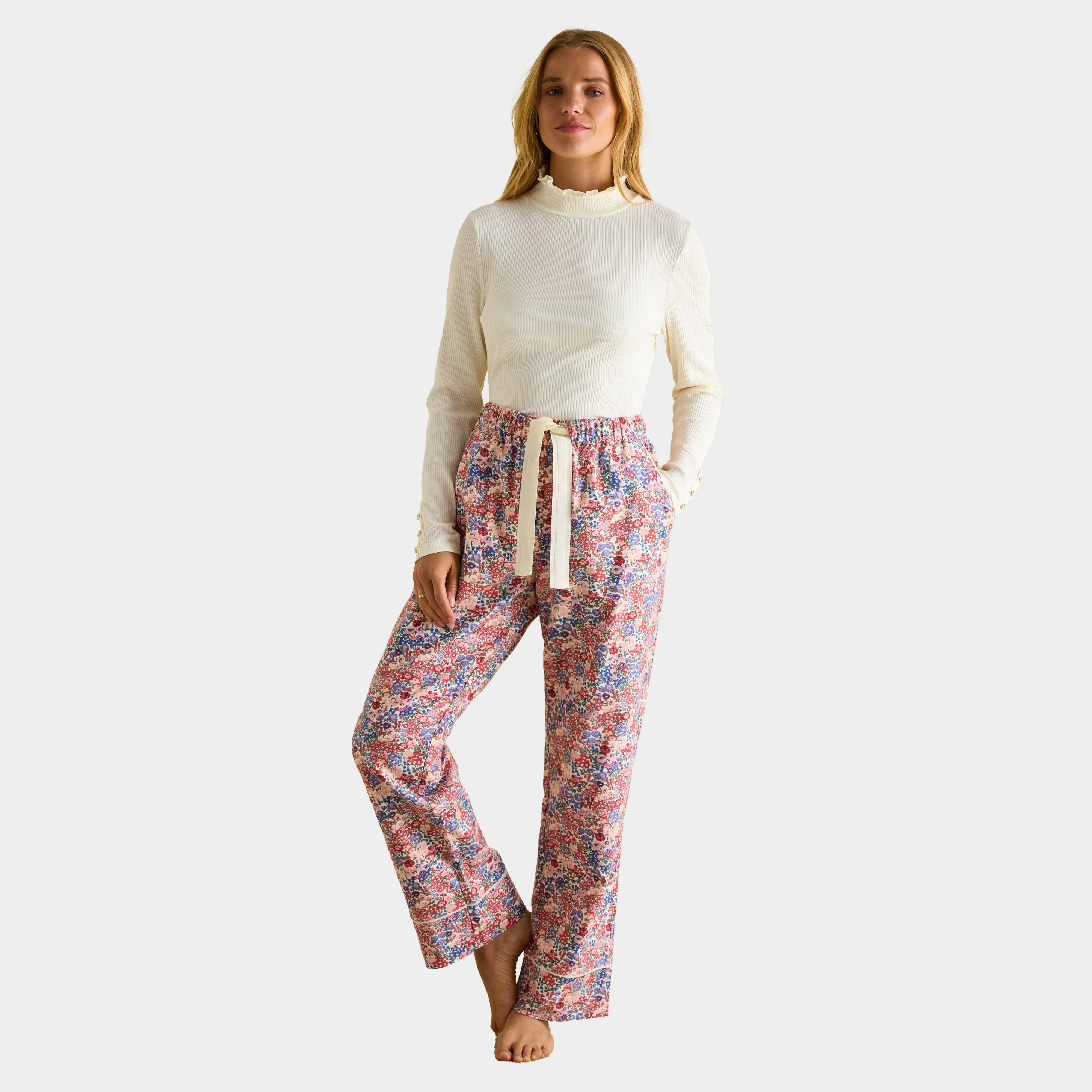 Womens Stella Cotton Pyjama Bottoms Cream - Image 5