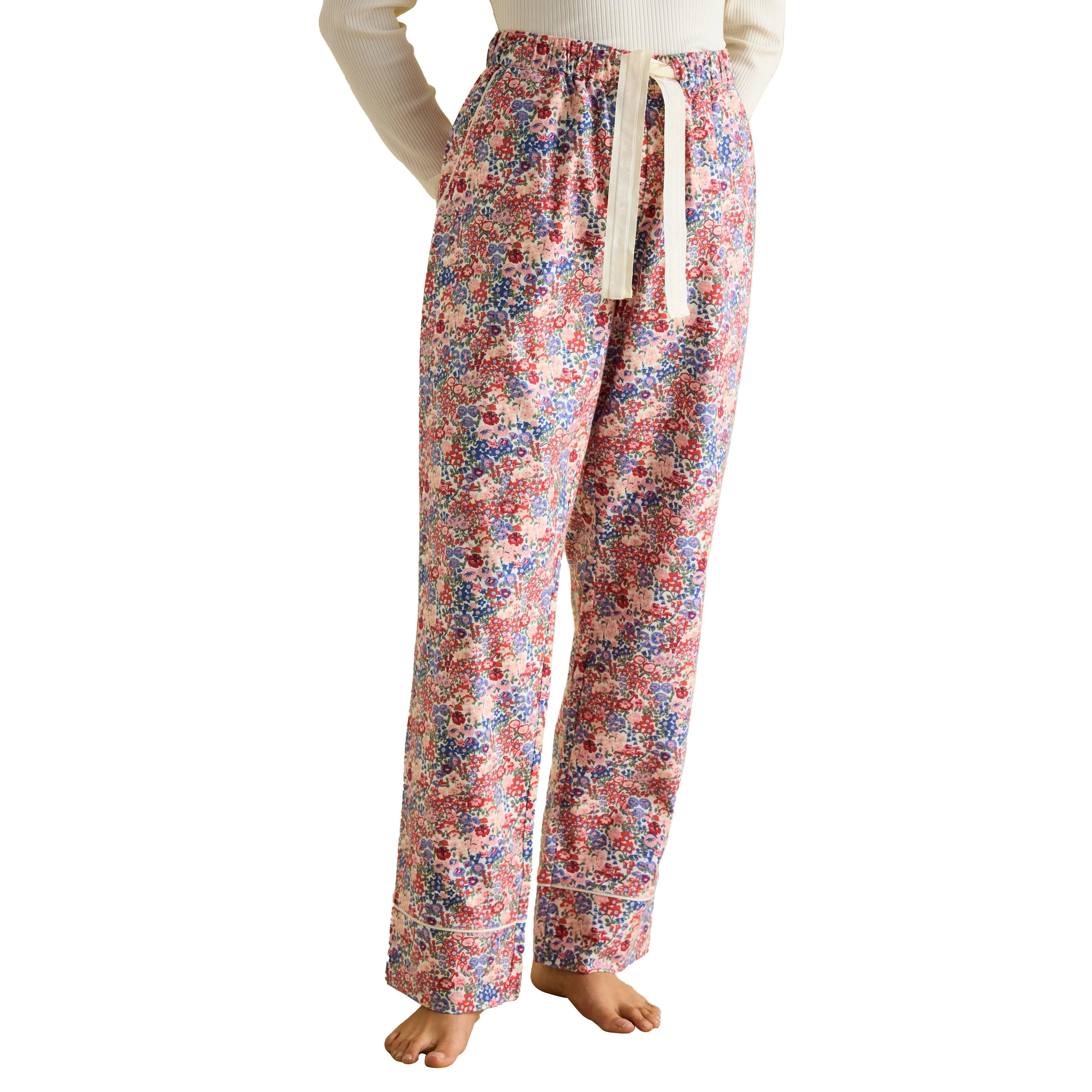 Womens Stella Cotton Pyjama Bottoms Cream - Image 6