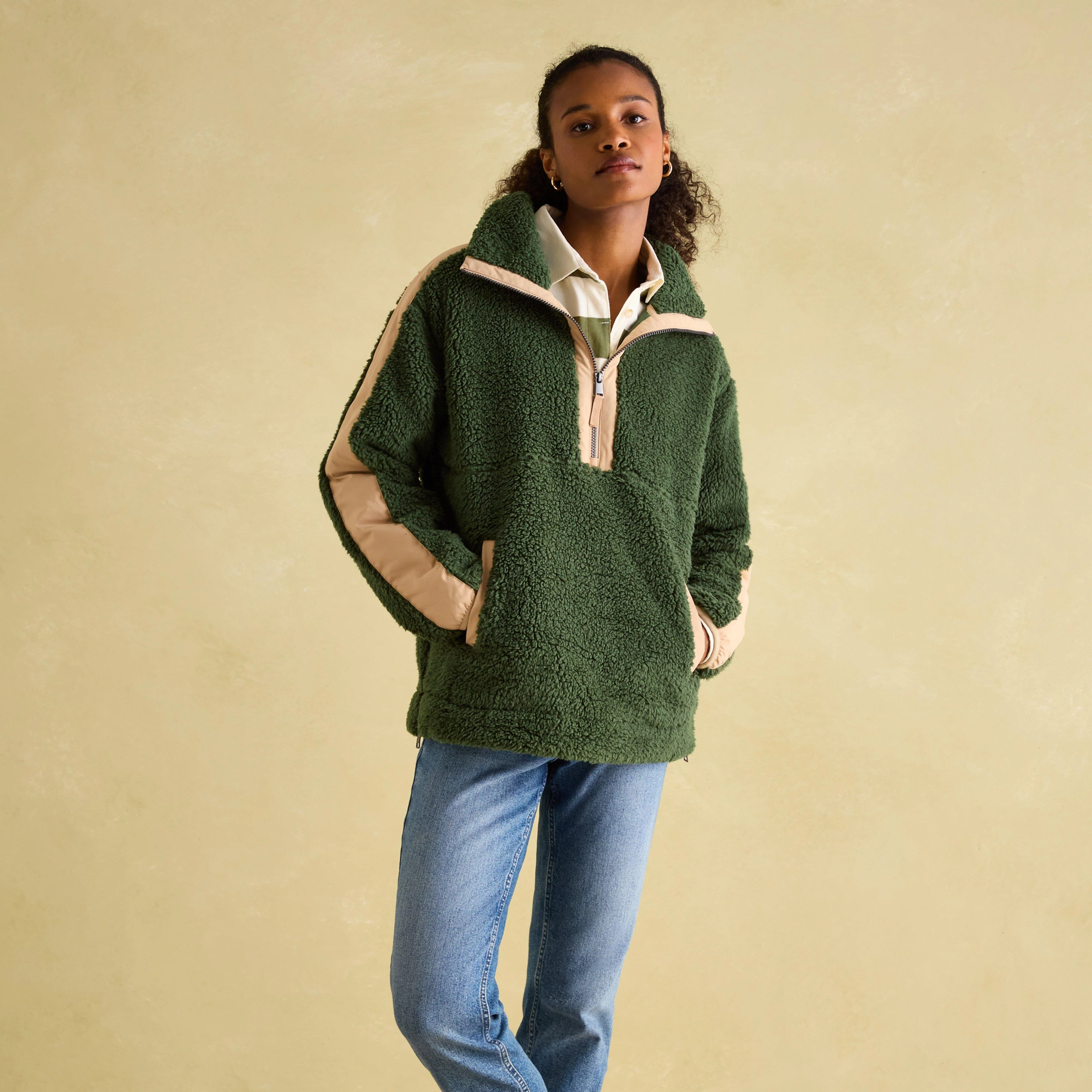Womens Tilly Quarter Zip Fleece Green - Image 7
