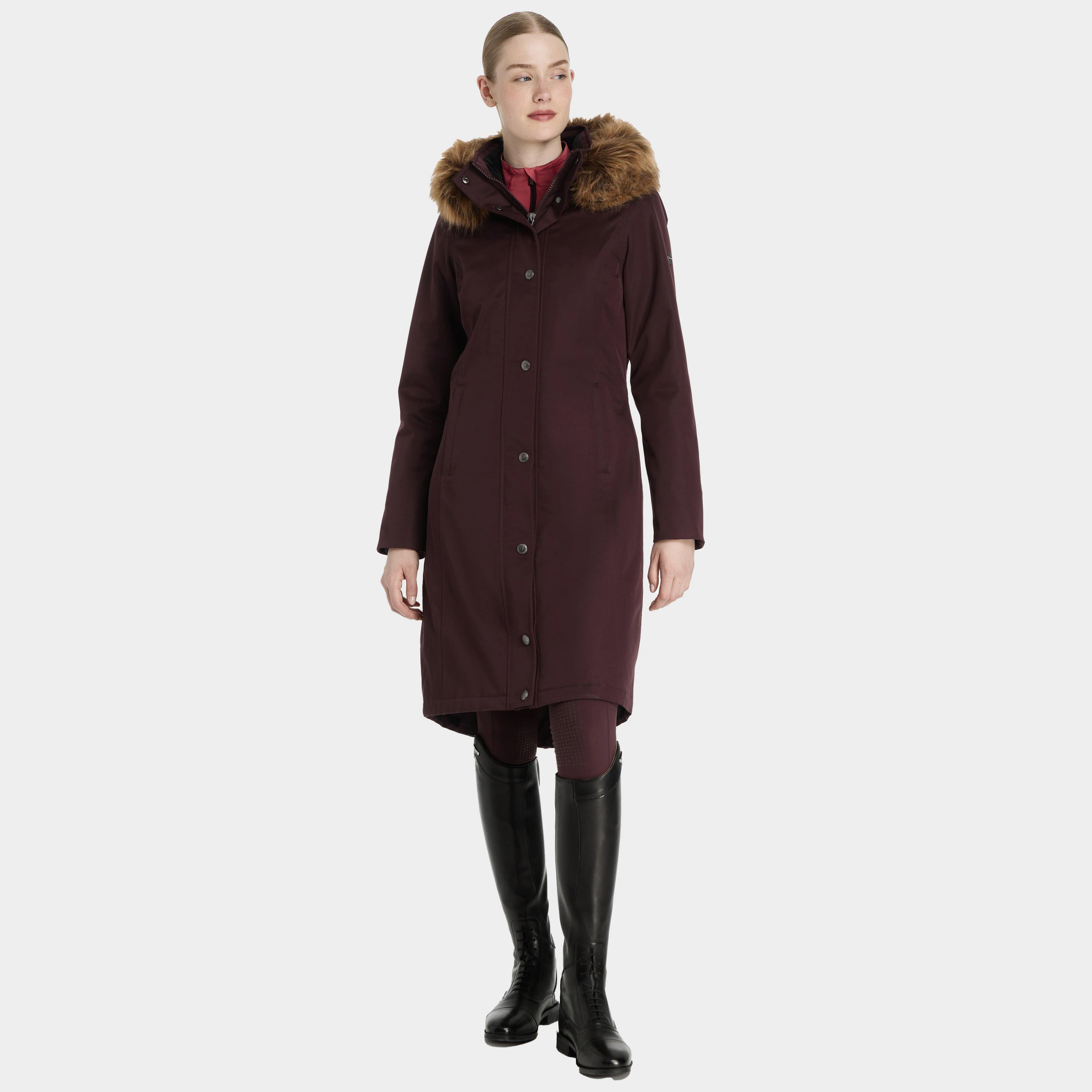 Womens Anya Waterproof Riding Coat Damson - Image 5