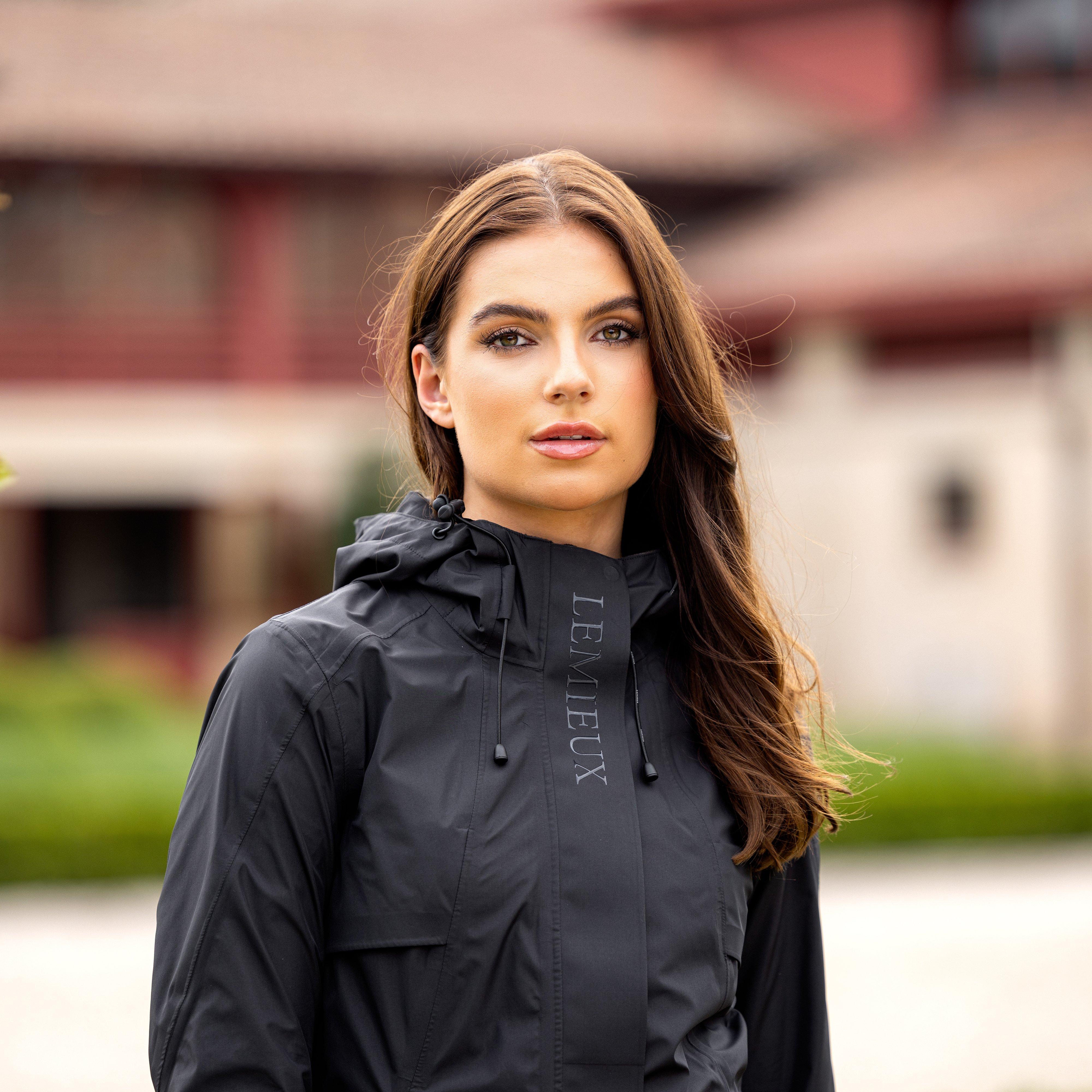 Womens Grace Long Rain Jacket Black - Image 10
