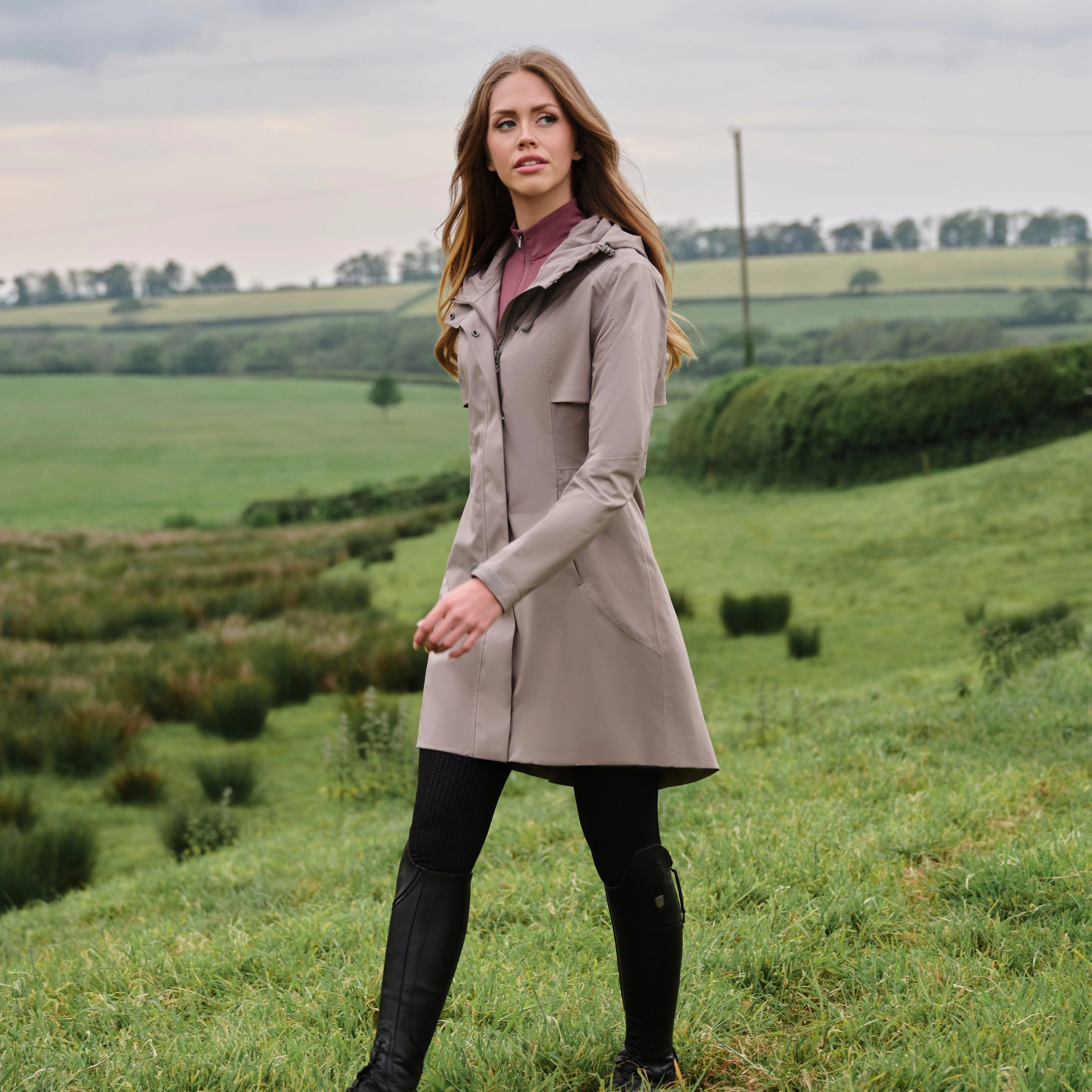 Womens Grace Long Rain Jacket Pecan - Image 8
