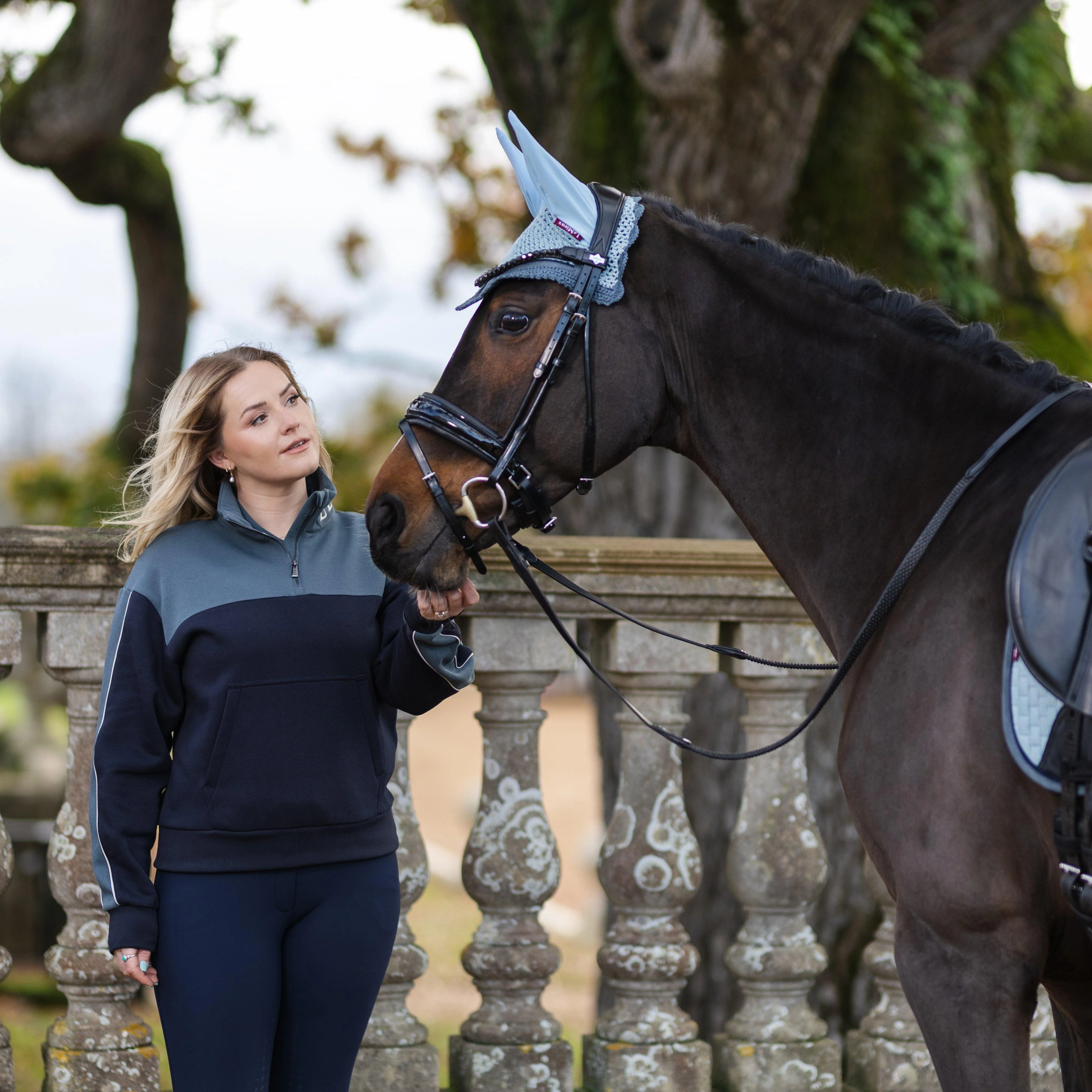 Womens Kali Quarter Zip Sweat Navy/Petrol - Image 6