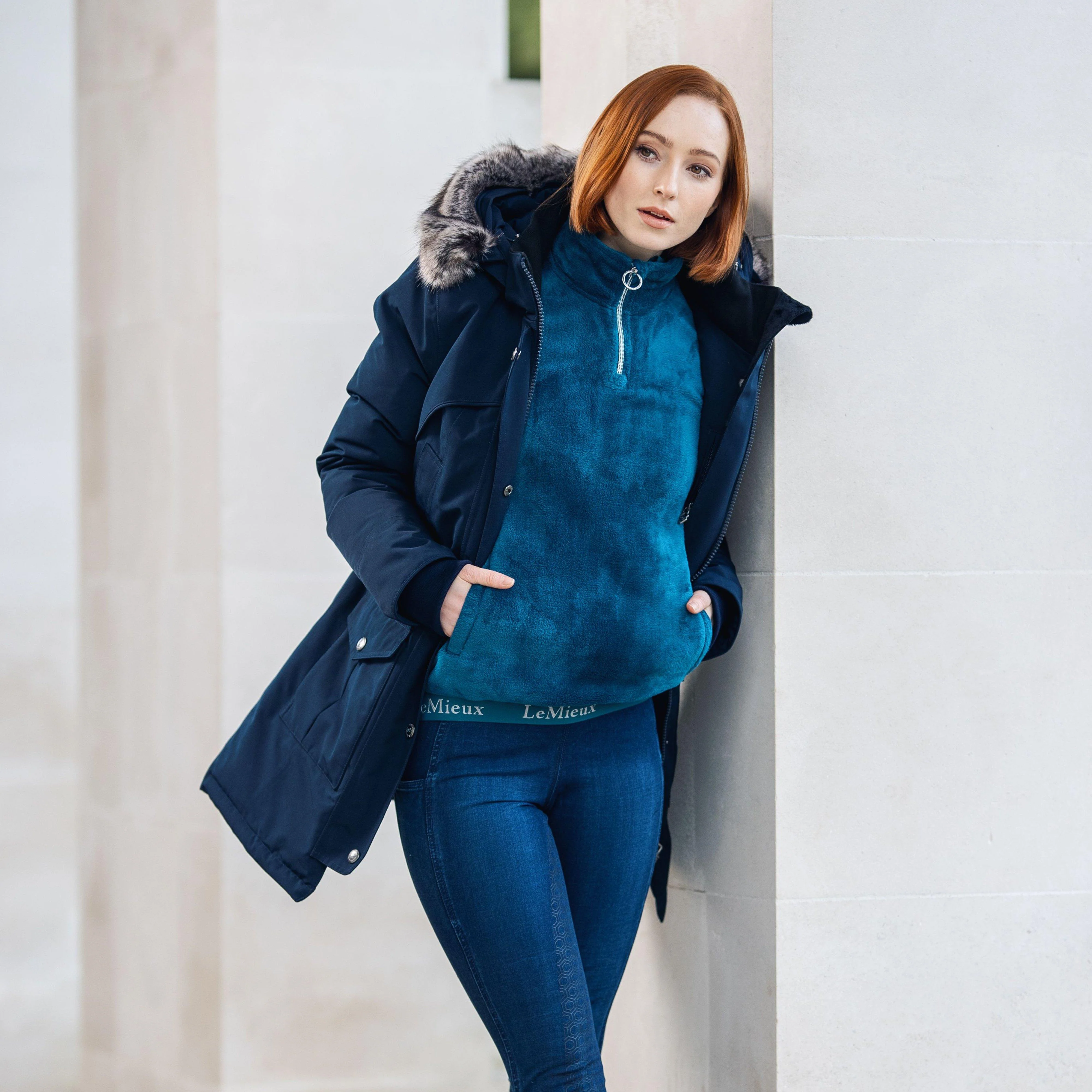 Womens Liberte 1/4 Zip Fleece Marine - Image 7