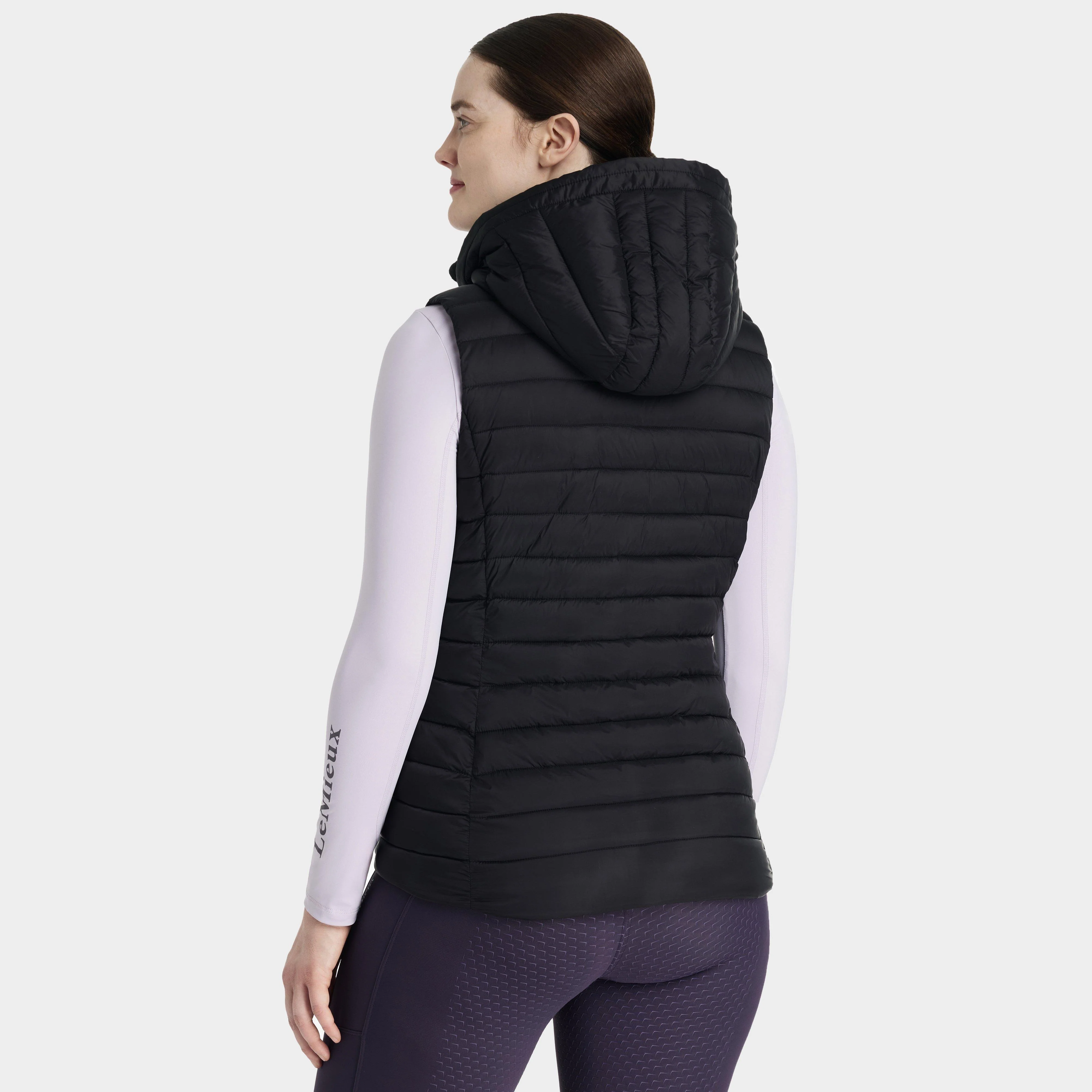 Womens Rose Hooded Puffer Gilet Black - Image 2