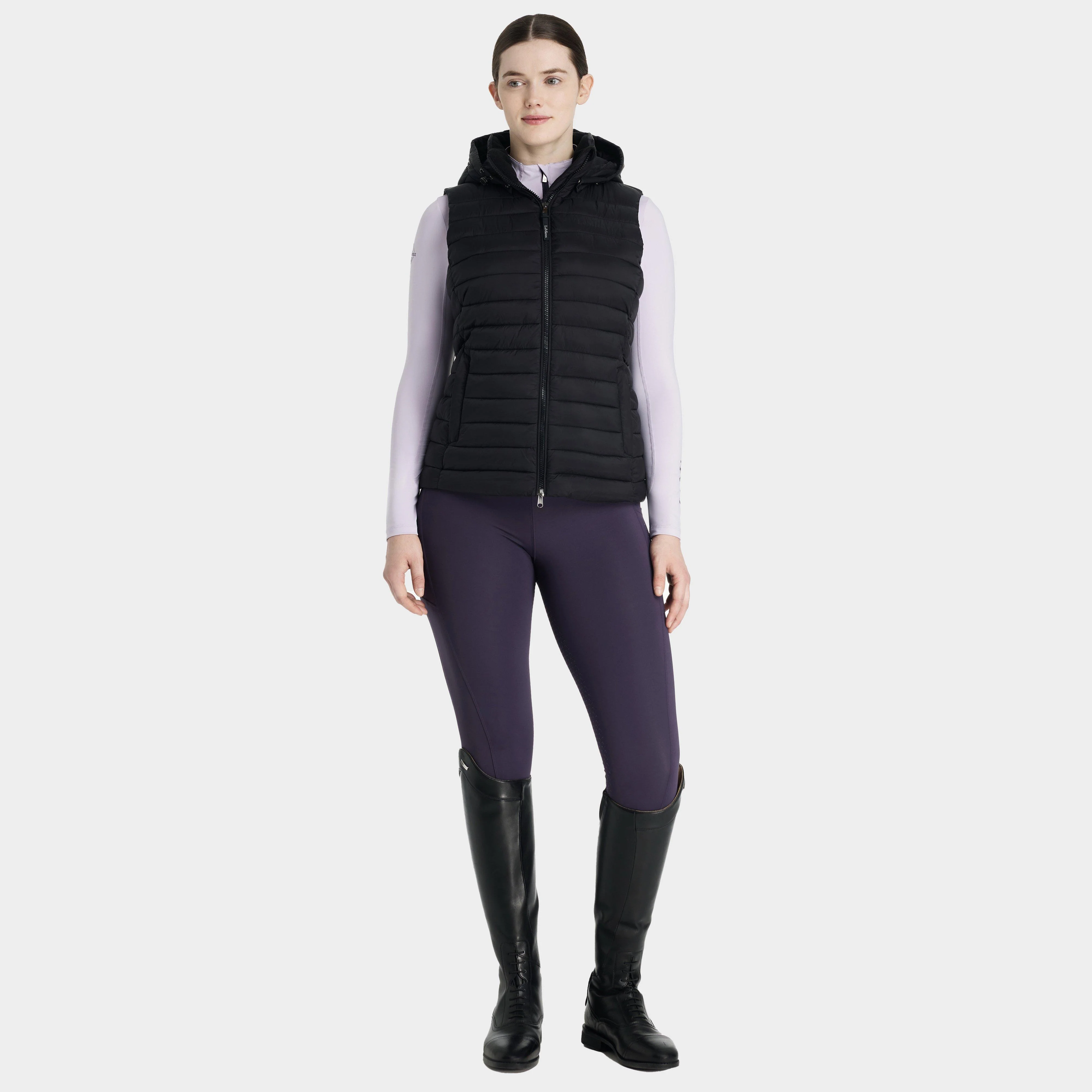 Womens Rose Hooded Puffer Gilet Black - Image 4