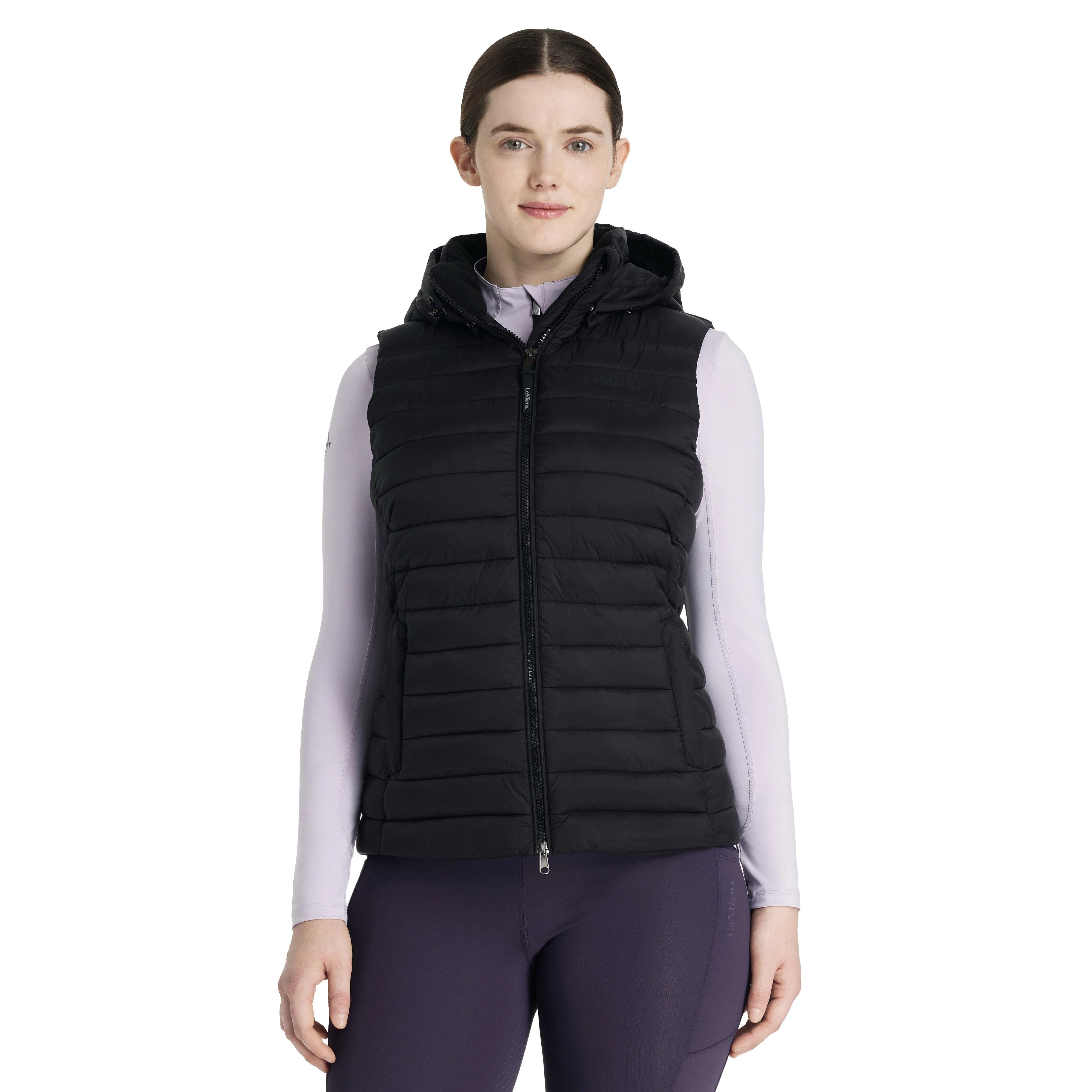 Womens Rose Hooded Puffer Gilet Black - Image 7