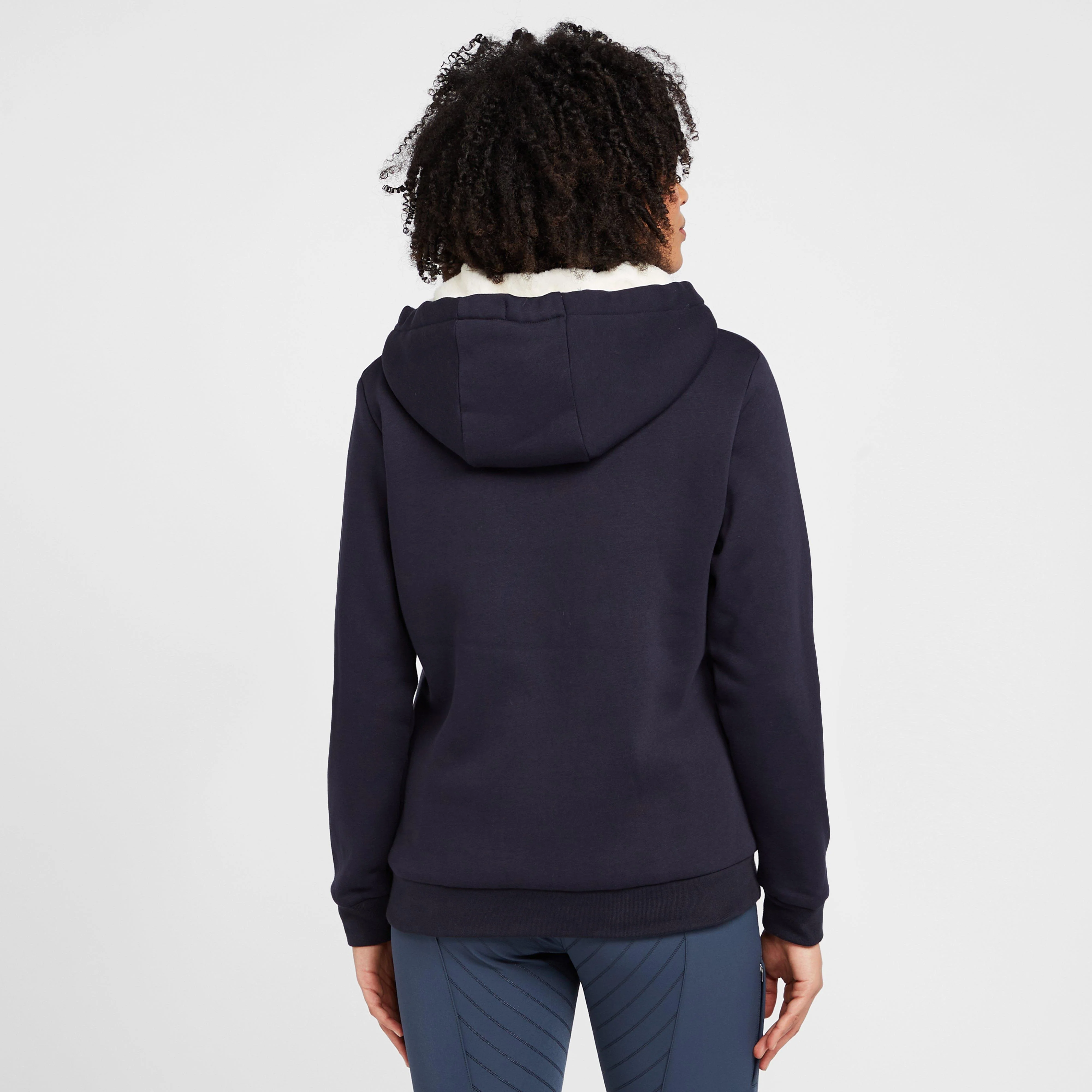 Womens Sherpa Fleece Lined Full Zip Hoody Navy - Image 2