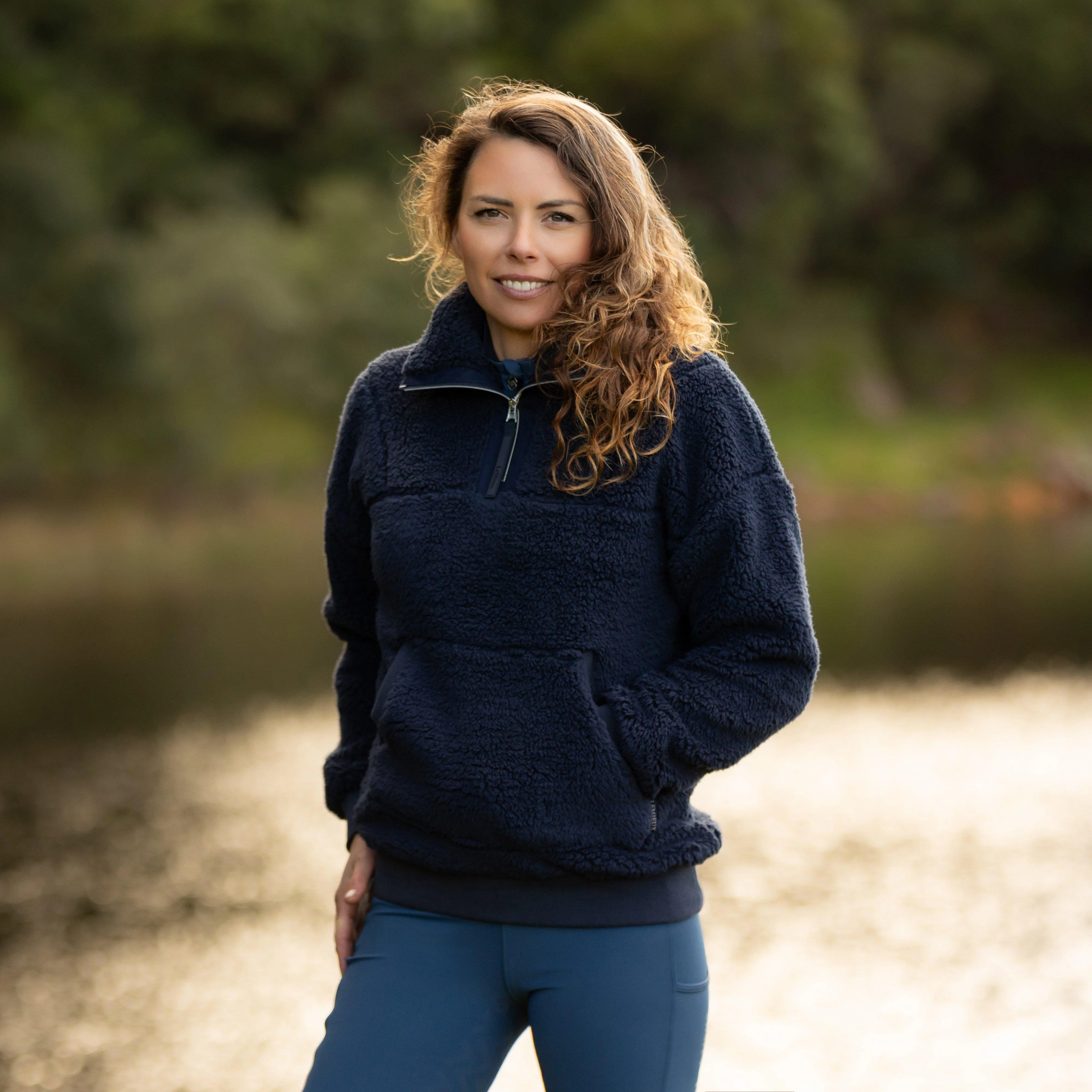 Womens Tara Teddy Fleece Navy - Image 7