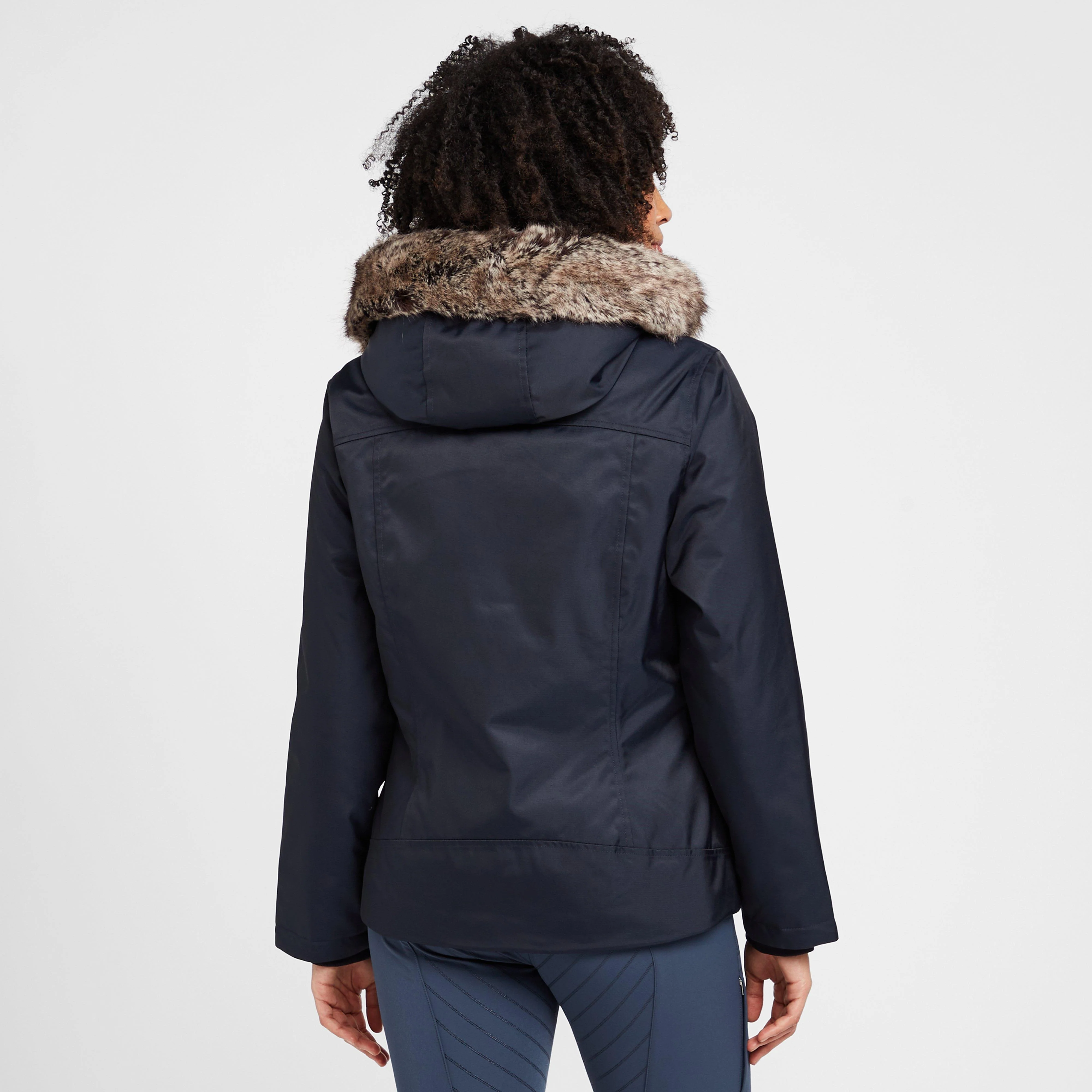Womens Waterproof Short Riding Coat Navy - Image 2