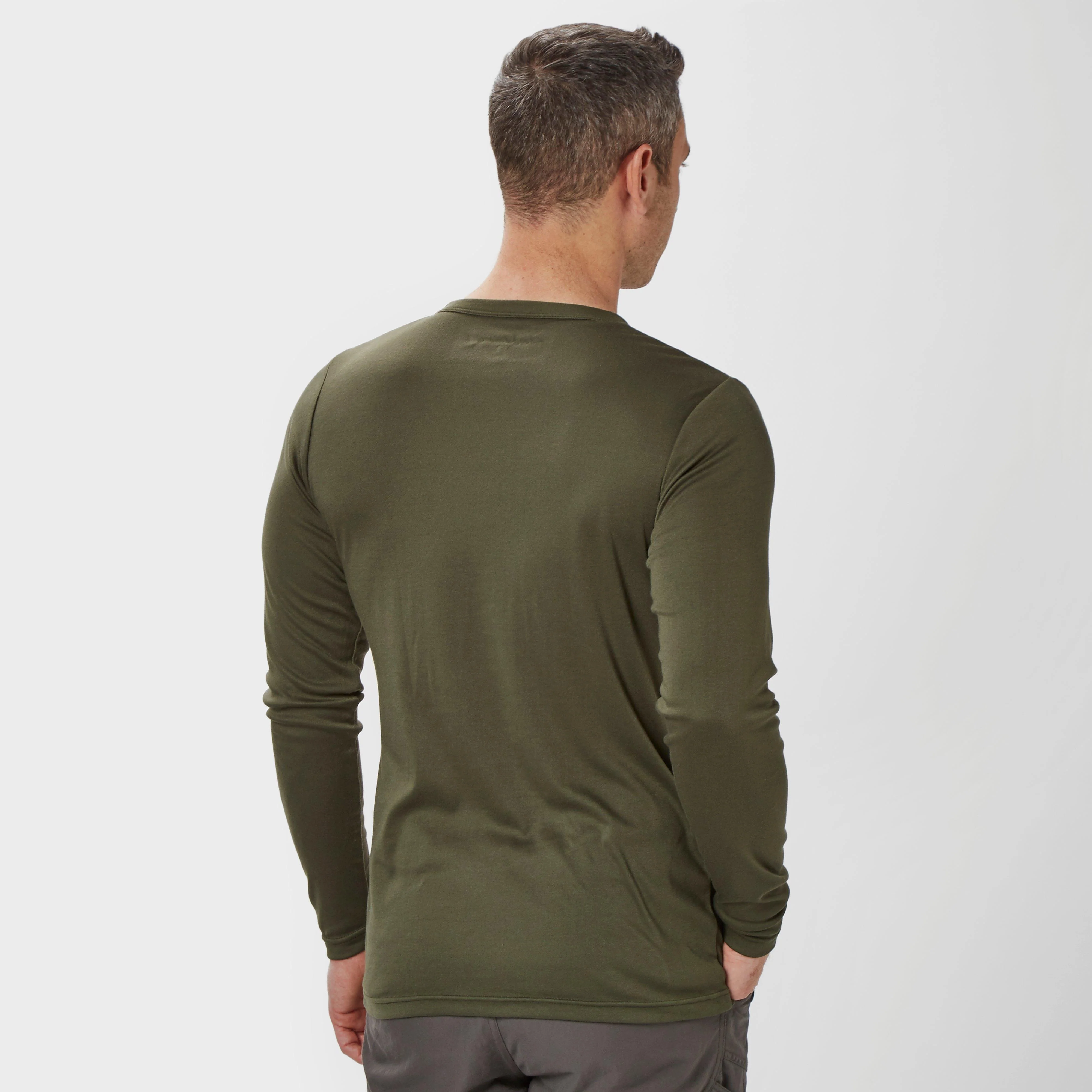 Mens Long Sleeved Thermal Crew Neck Top Khaki - Image 2