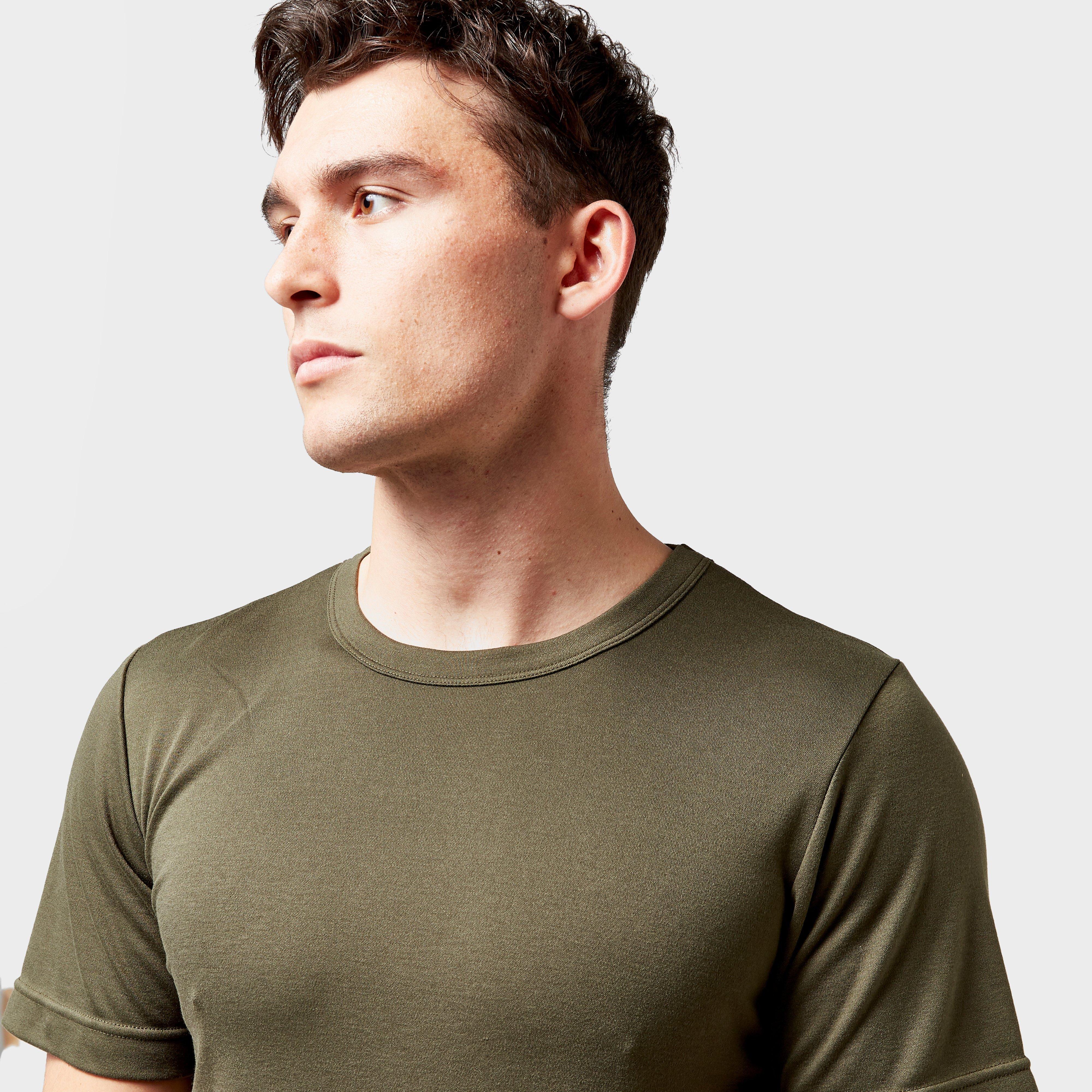 Mens Short Sleeved Thermal Crew Neck Top Khaki - Image 5