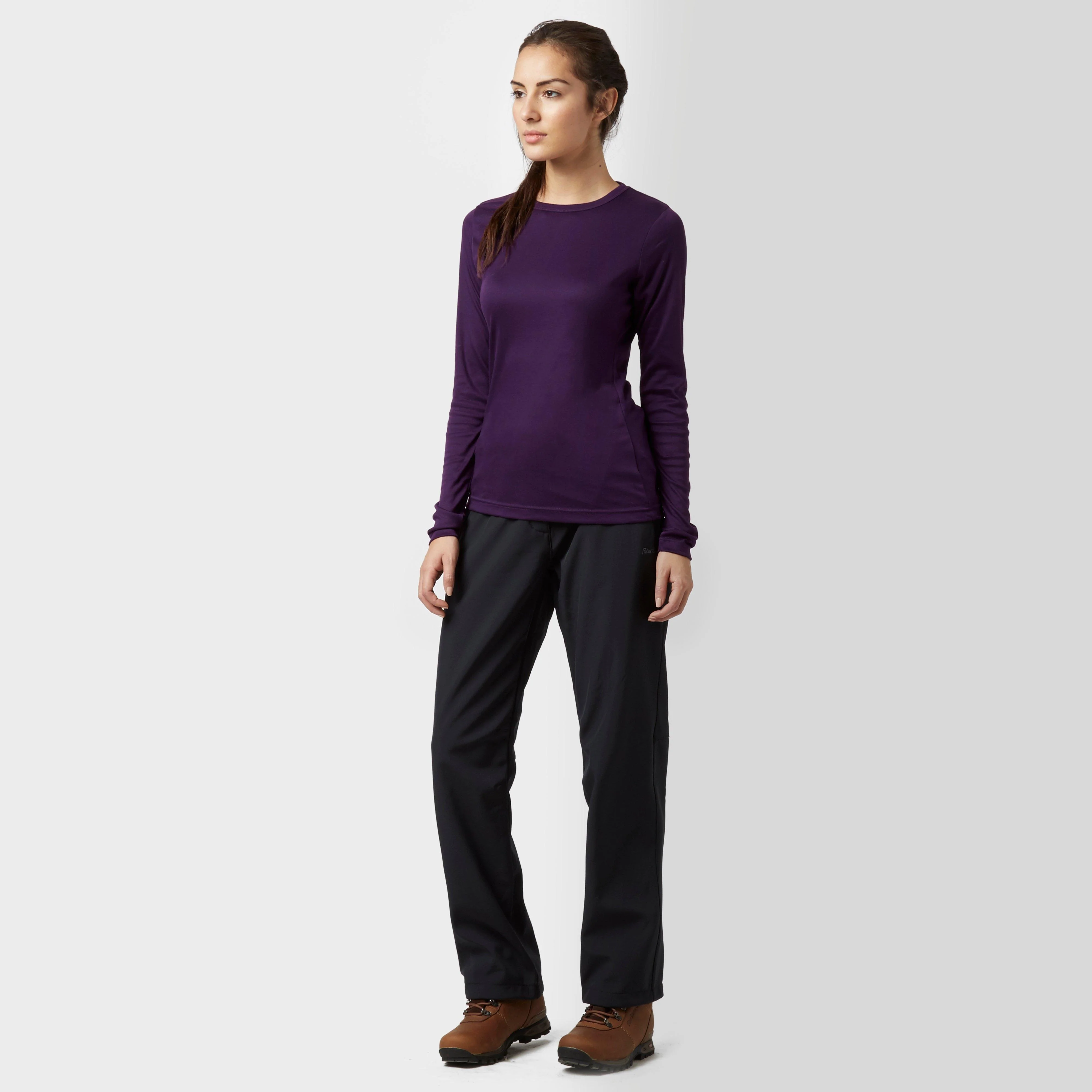 Womens Long Sleeved Thermal Crew Neck Top Purple - Image 3