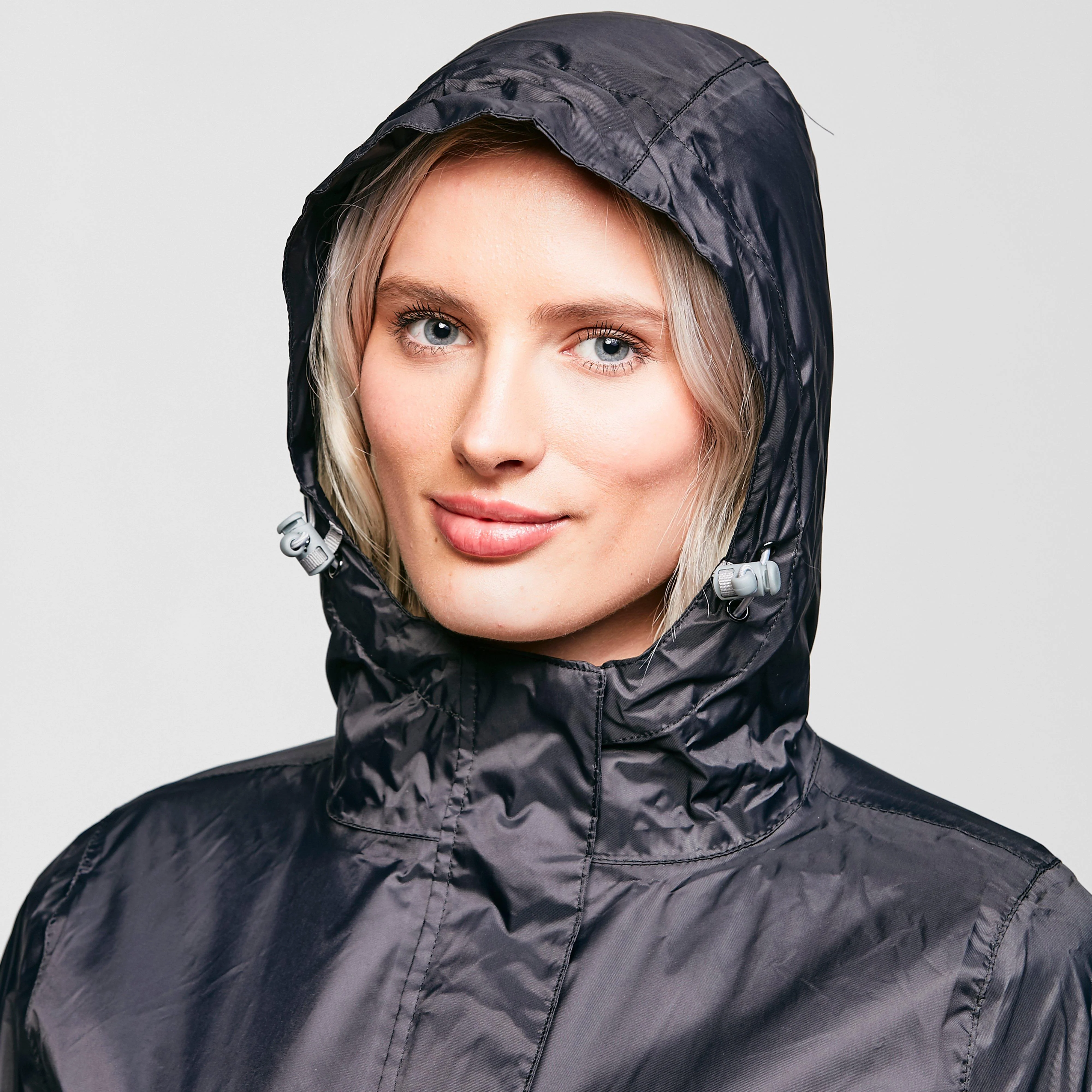 Womens Packable Hooded Jacket Black - Image 5
