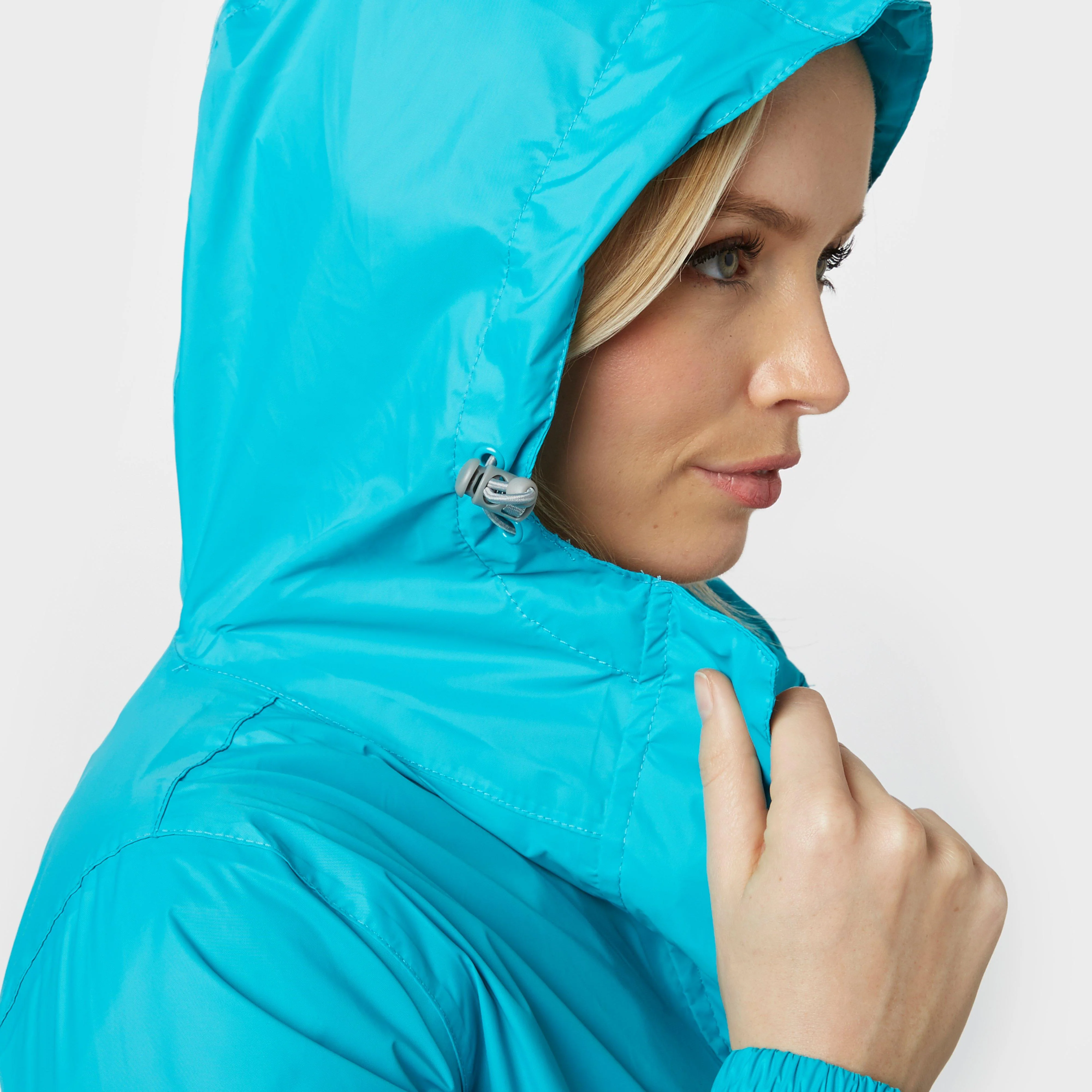 Womens Packable Hooded Jacket Blue - Image 4