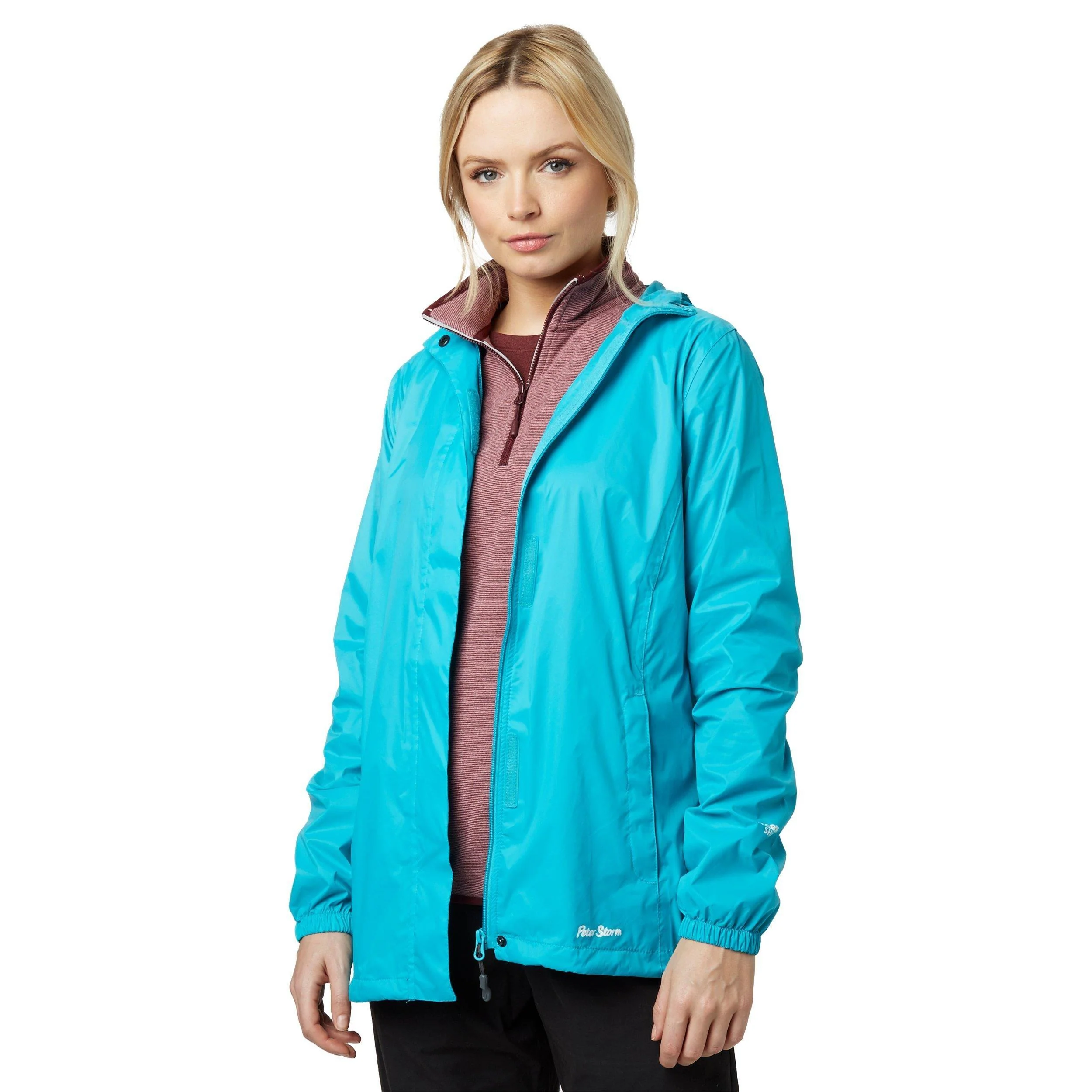 Womens Packable Hooded Jacket Blue - Image 7