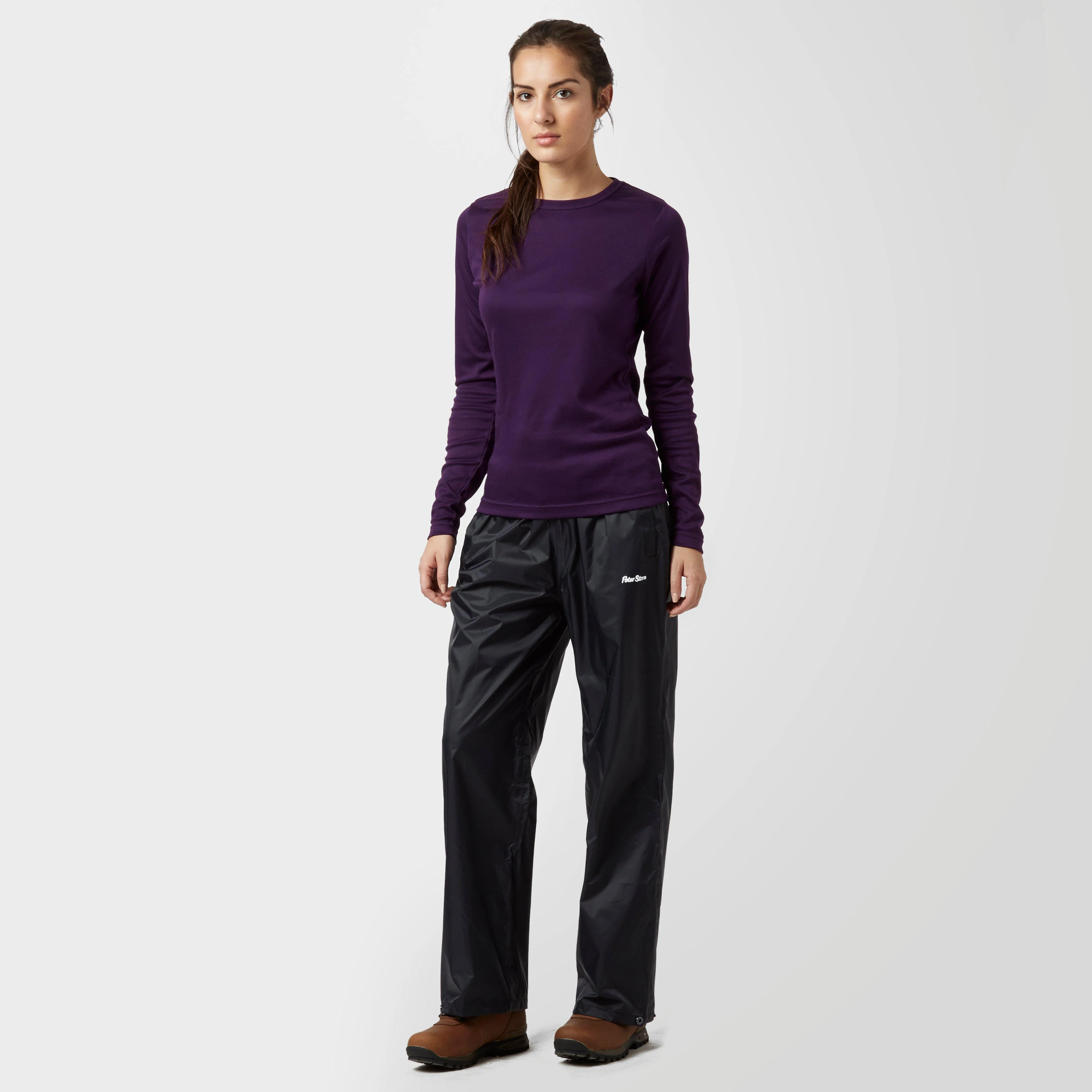 Womens Packable Waterproof Pants Black - Image 3