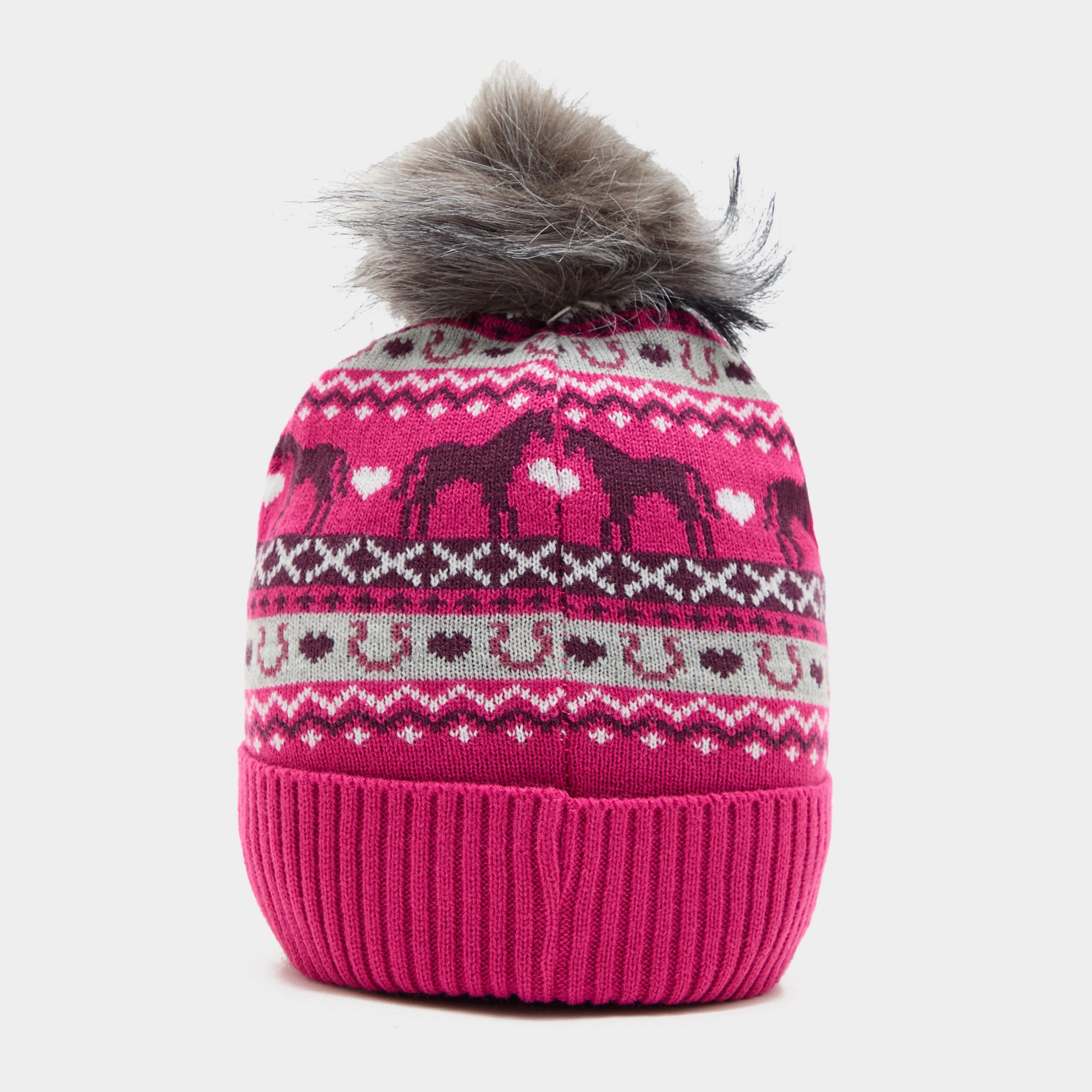 Kids Fika Fairisle Pom Hat Pink - Image 2