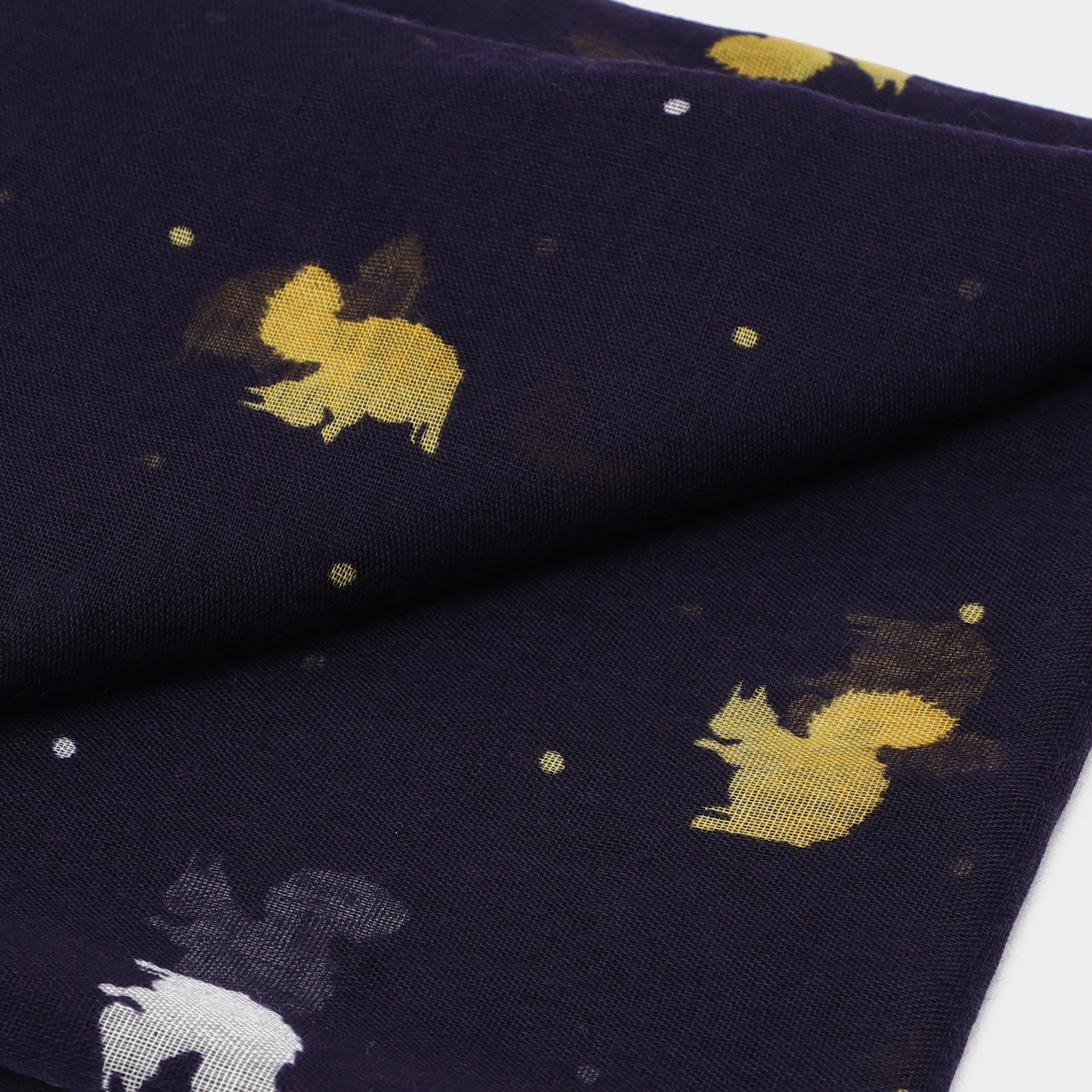 Womens Blaze Viscose Scarf Navy Squirrels - Image 3