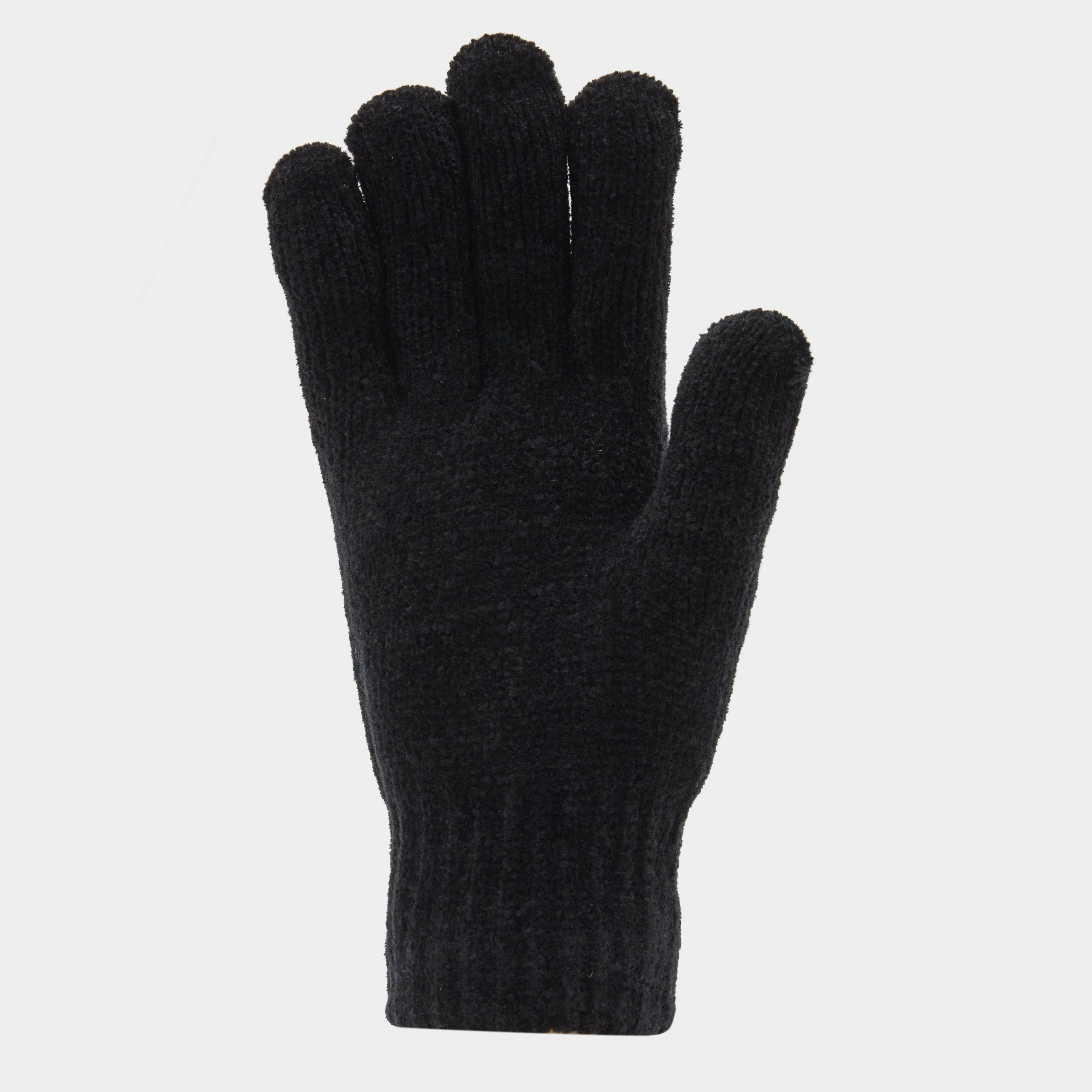 Womens Chenille Gloves Black - Image 2