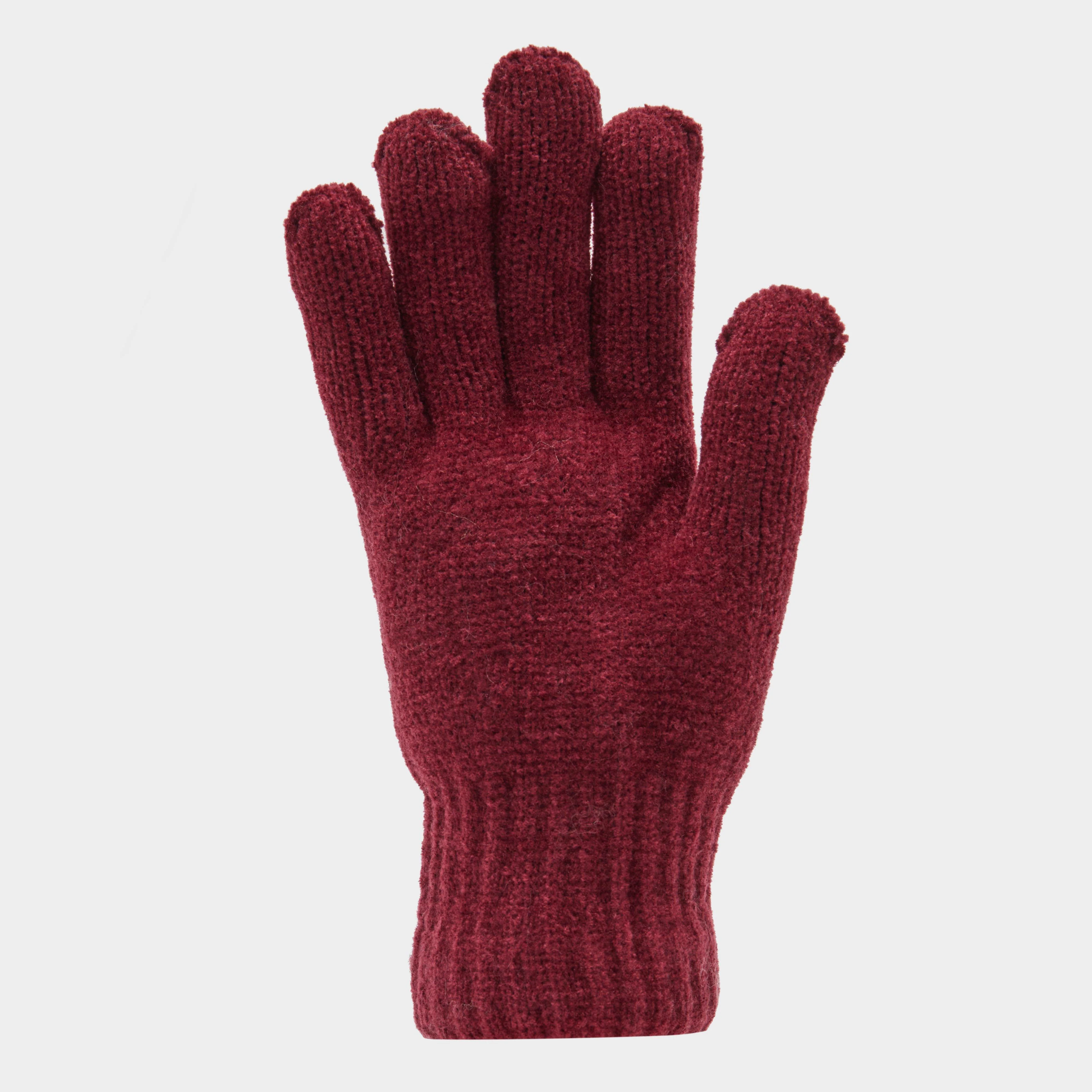 Womens Chenille Gloves Burgundy - Image 2