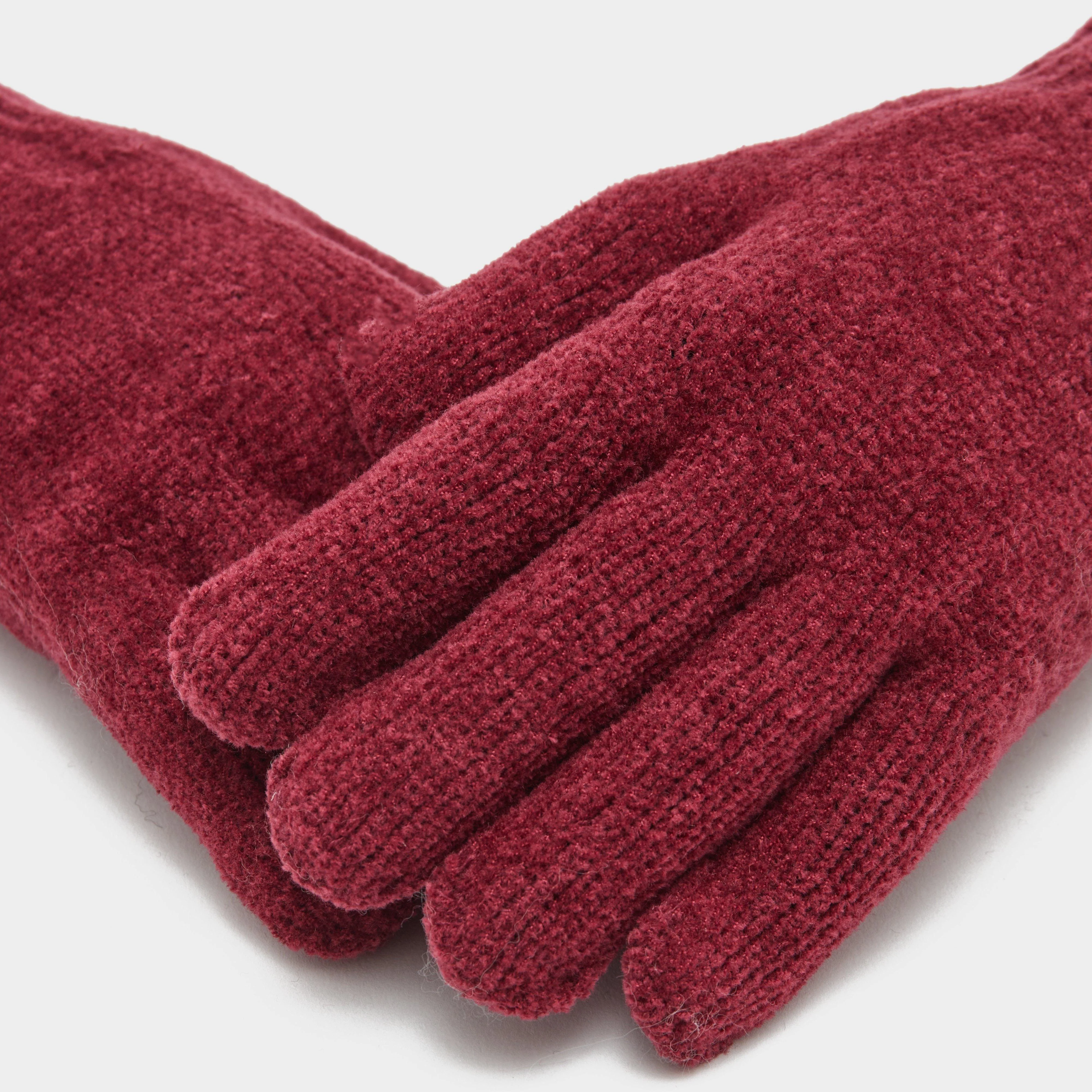 Womens Chenille Gloves Burgundy - Image 3