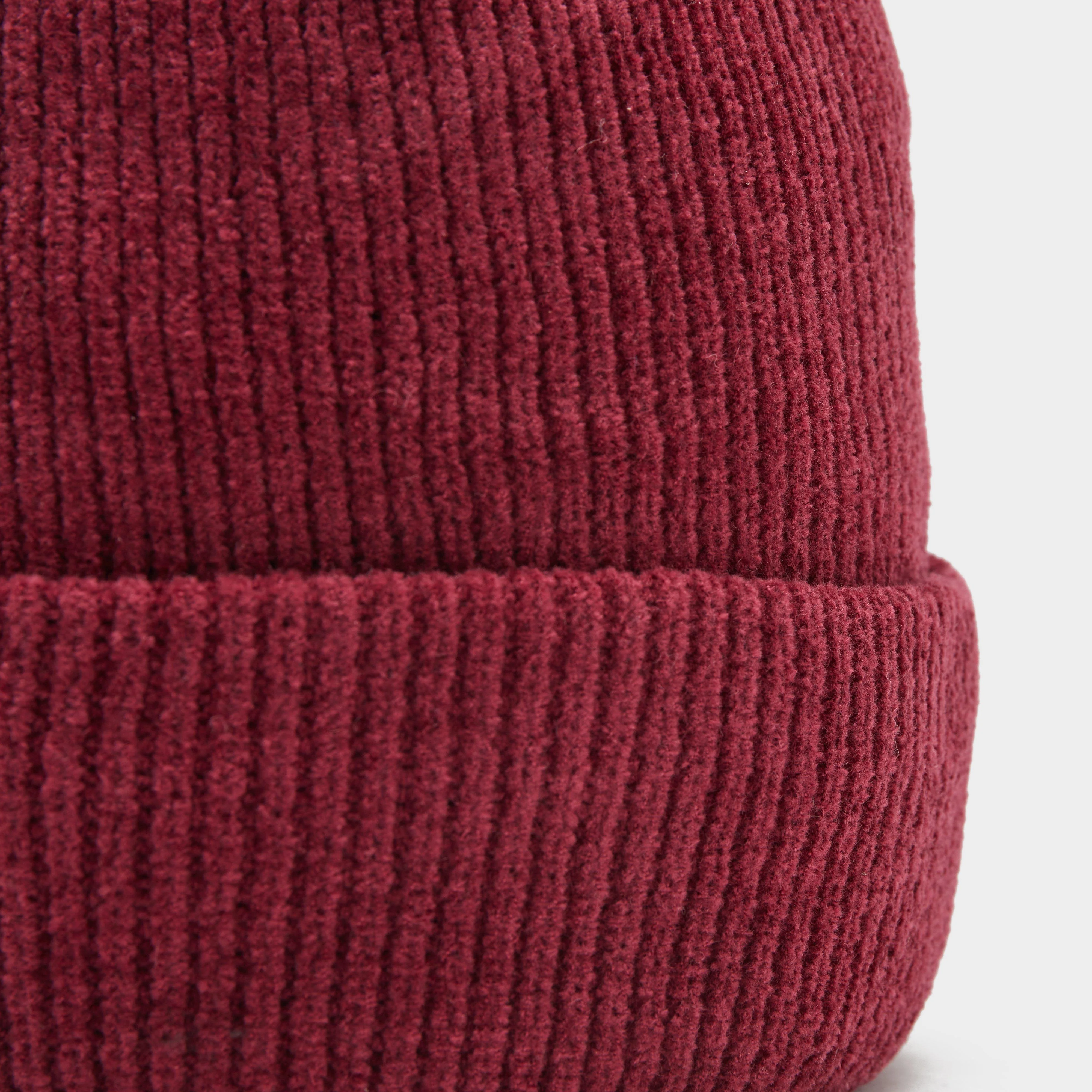 Womens Chenille Thermal Hat Burgundy - Image 4