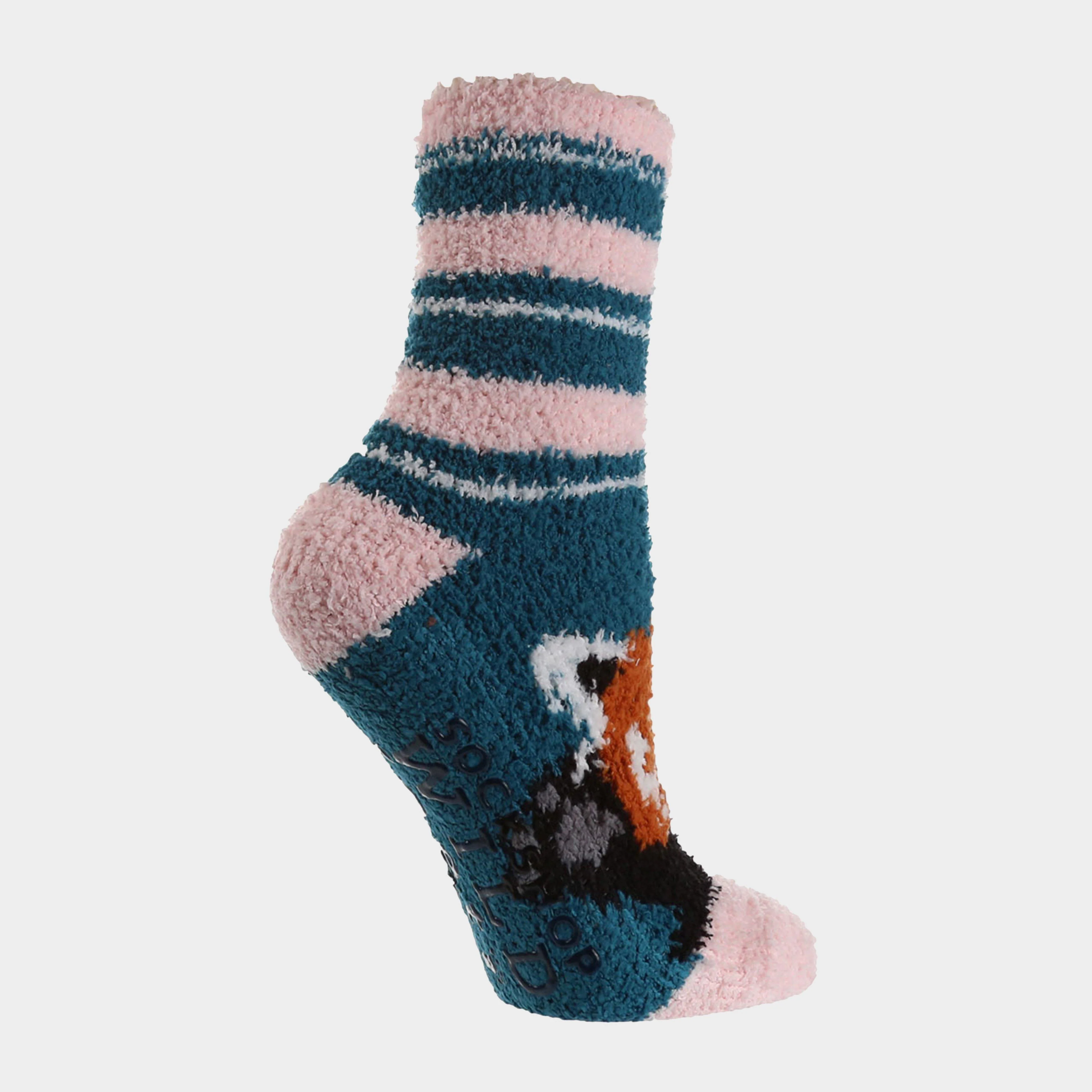 Womens Fluffy Hanging Socks Blue Fox - Image 2