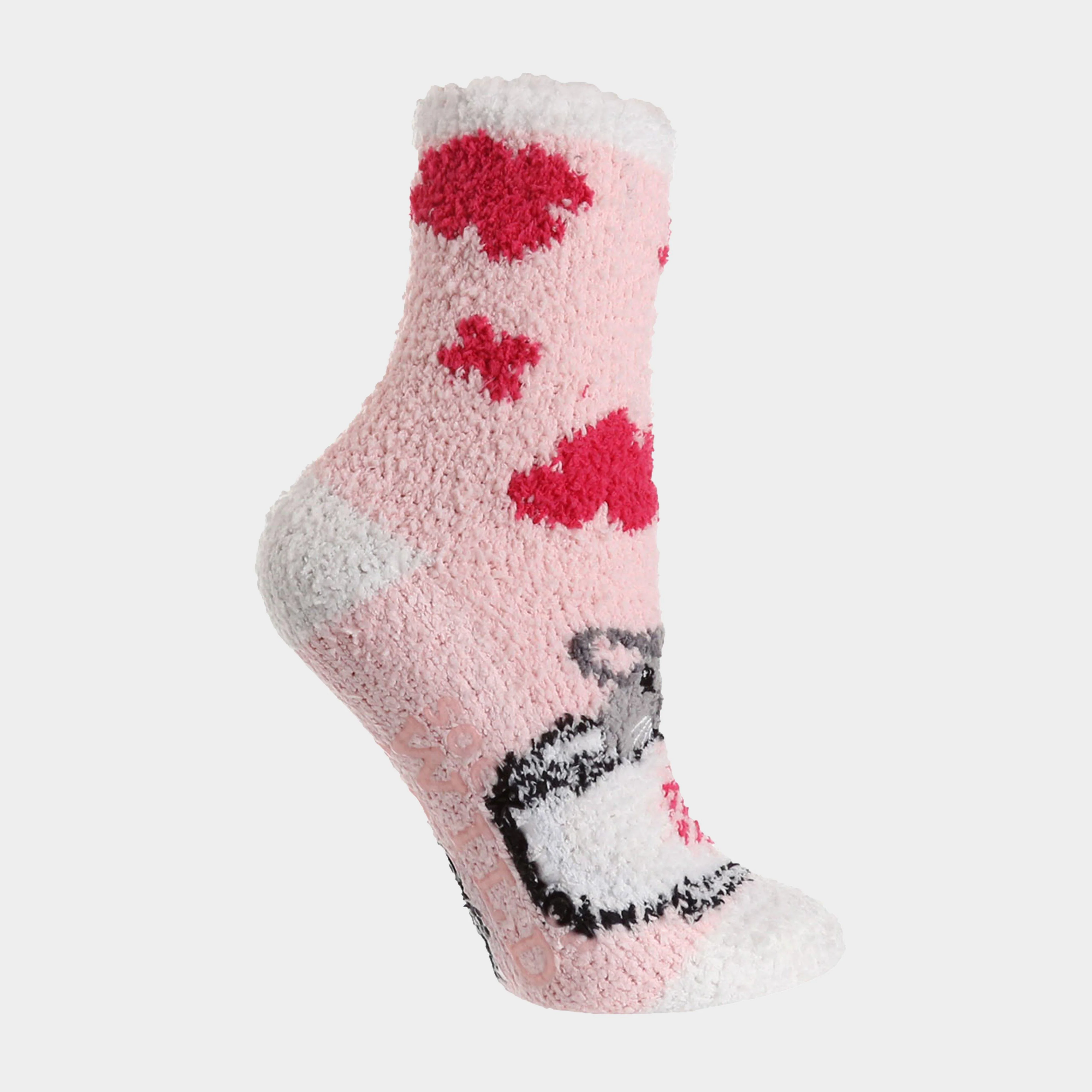 Womens Fluffy Hanging Socks Pink Cat - Image 2