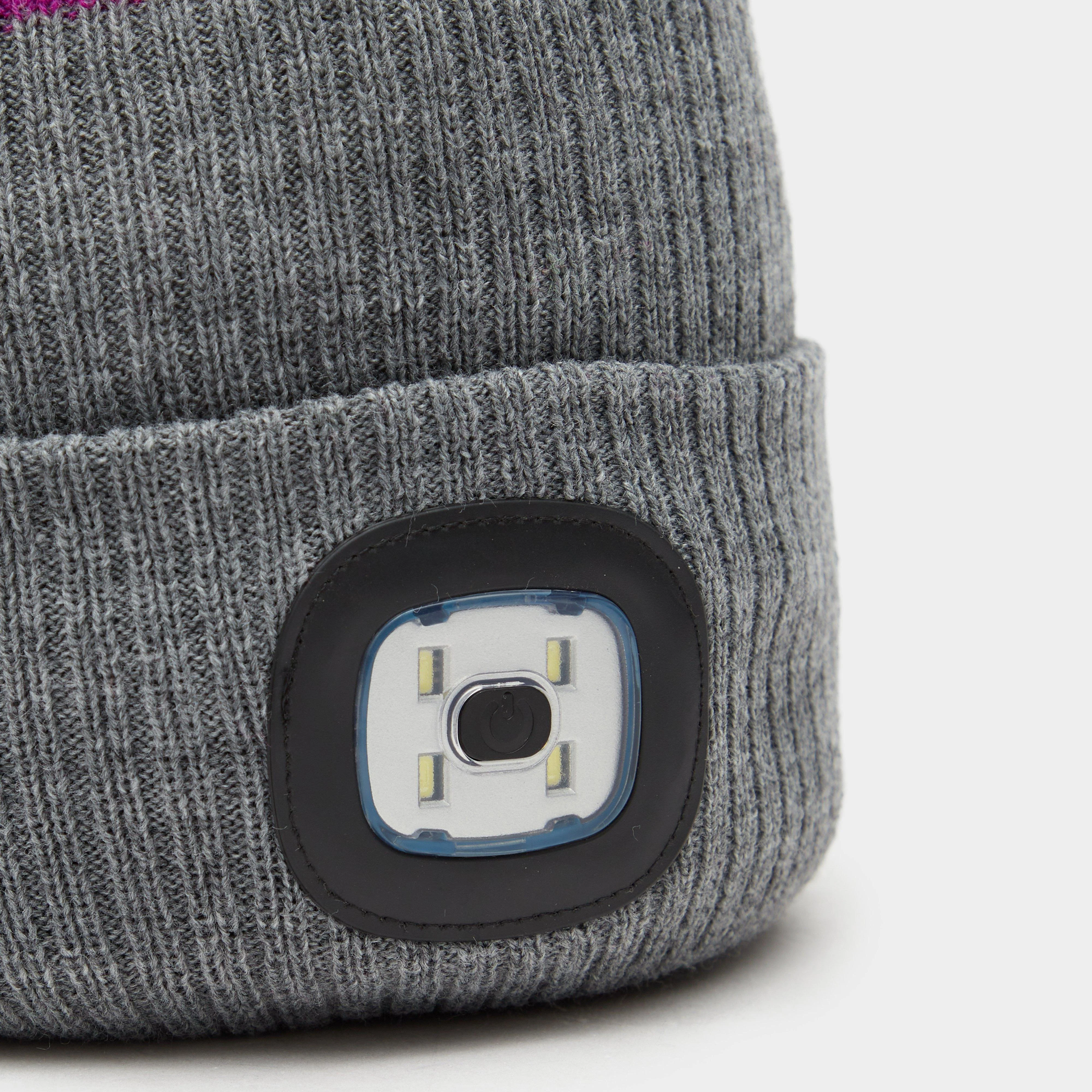 Womens Waterproof LED Pom Hat Grey/Purple - Image 3