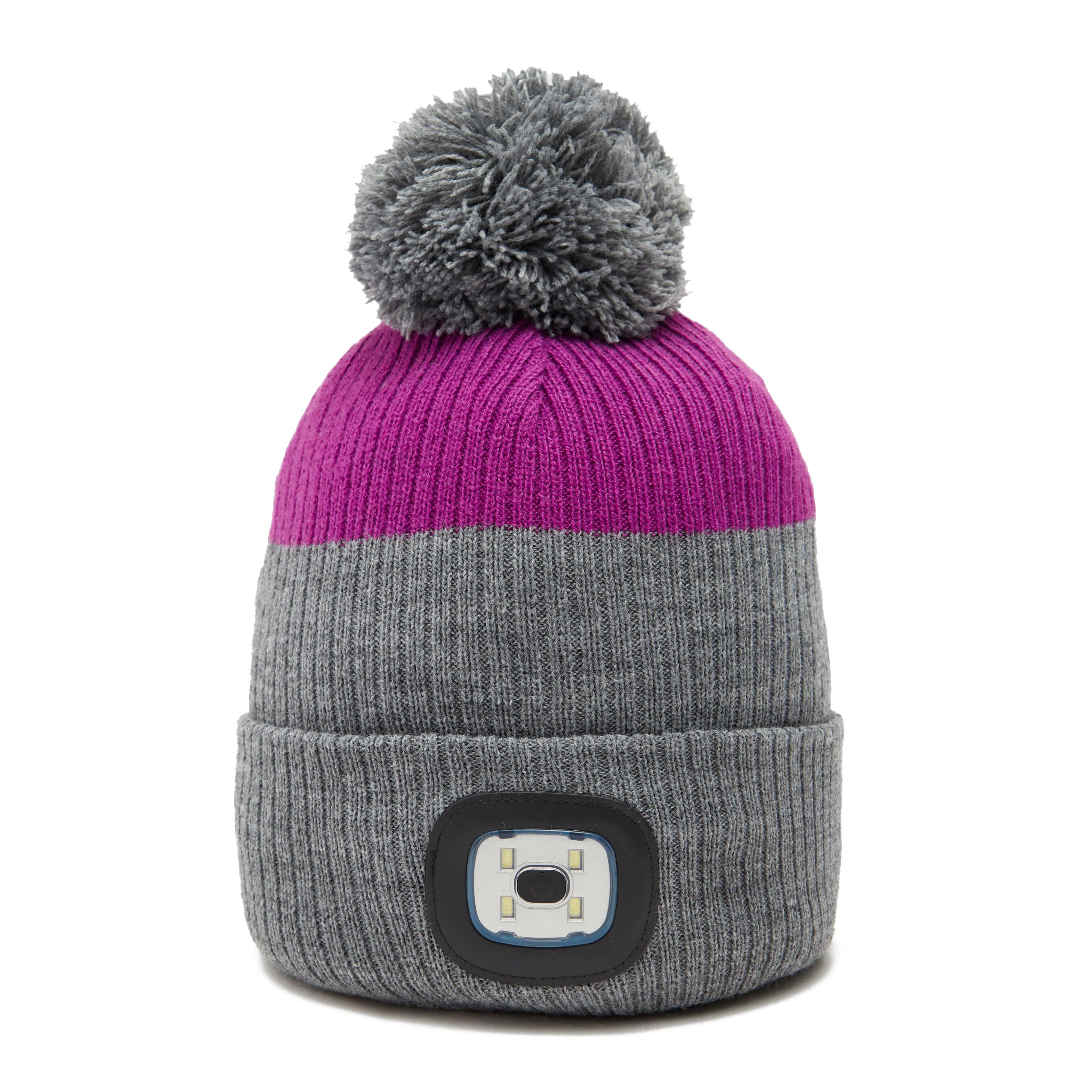 Womens Waterproof LED Pom Hat Grey/Purple - Image 4