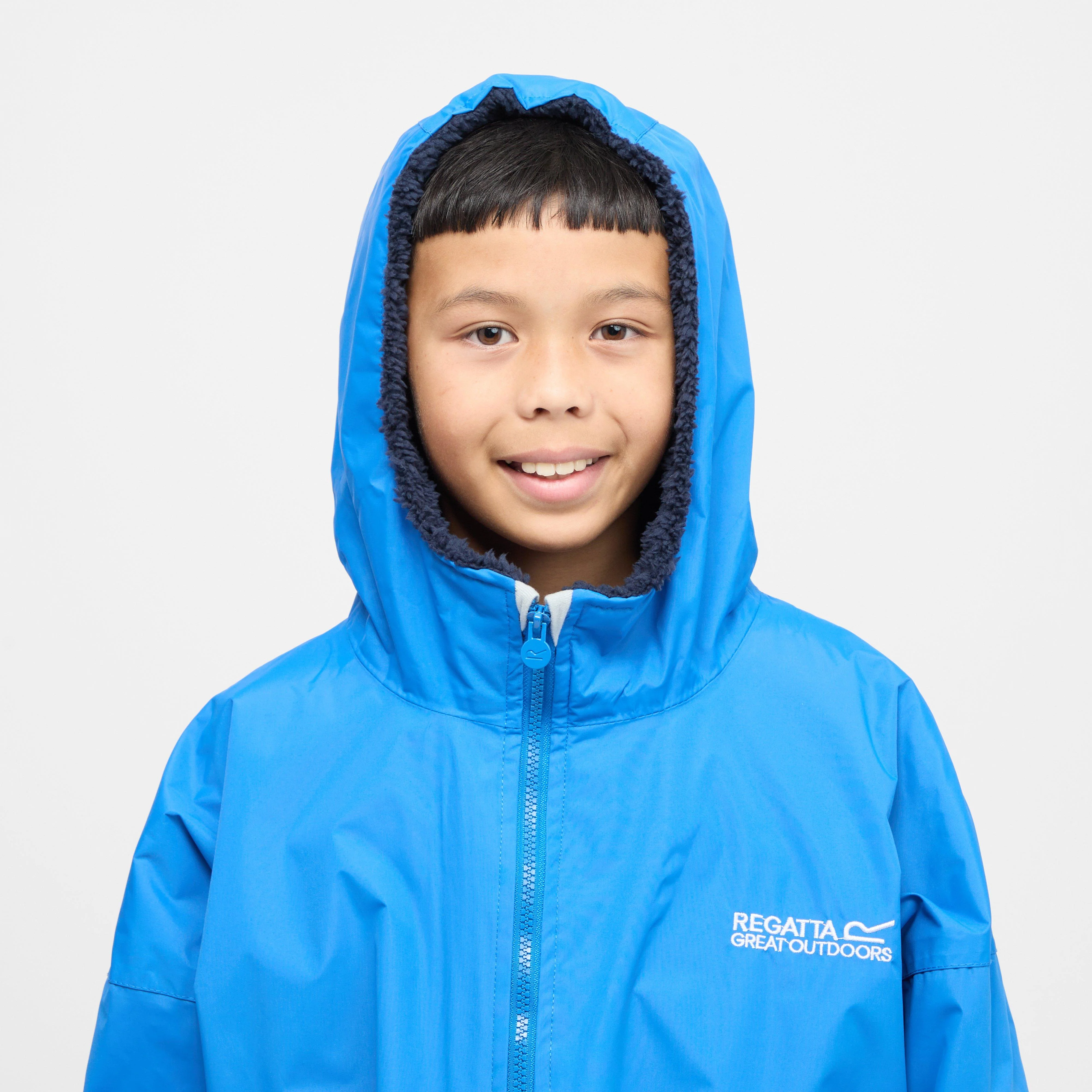 Kids Waterproof Robe Oxford Blue Navy - Image 4
