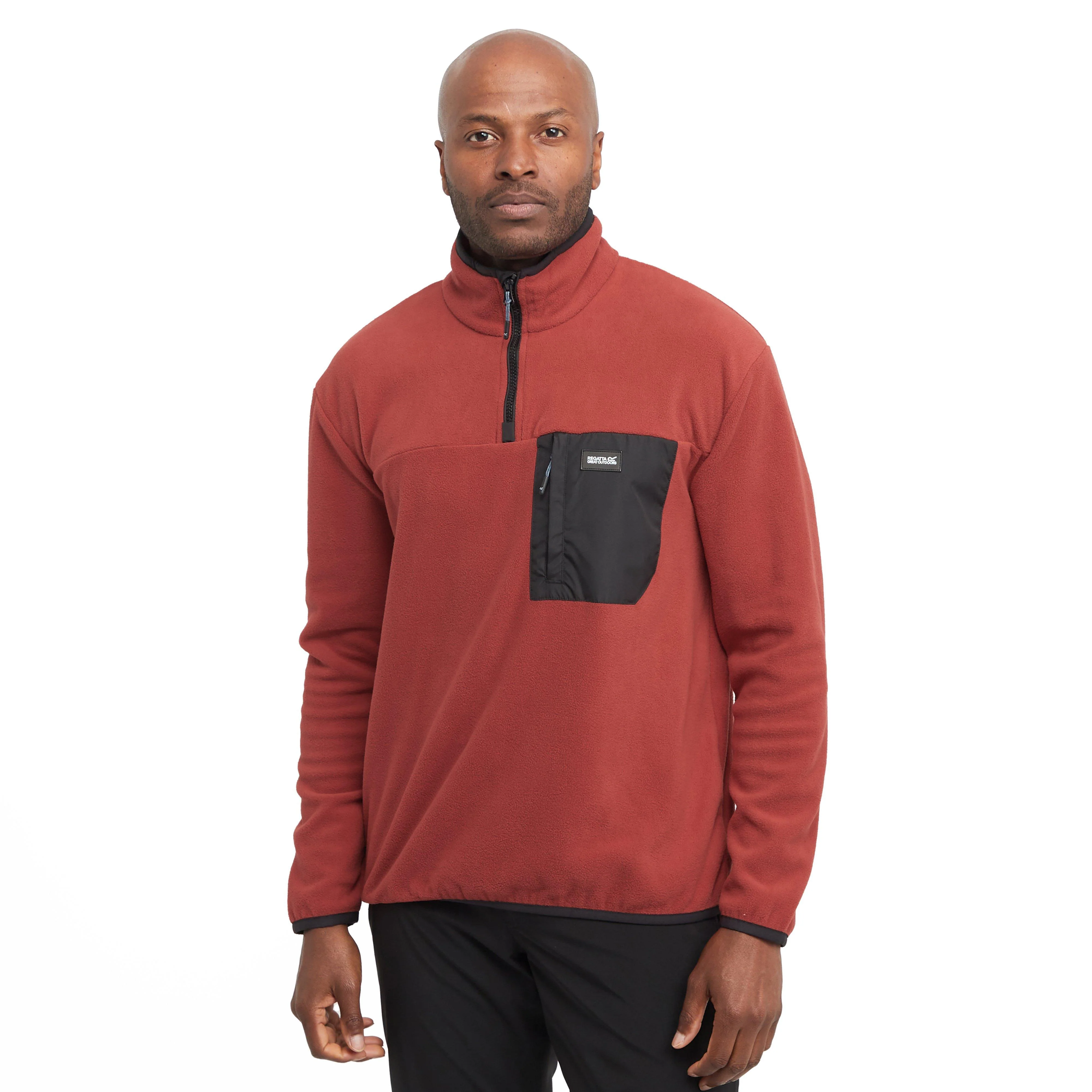 Mens Frankie Half Zip Fleece Red Ochre - Image 7