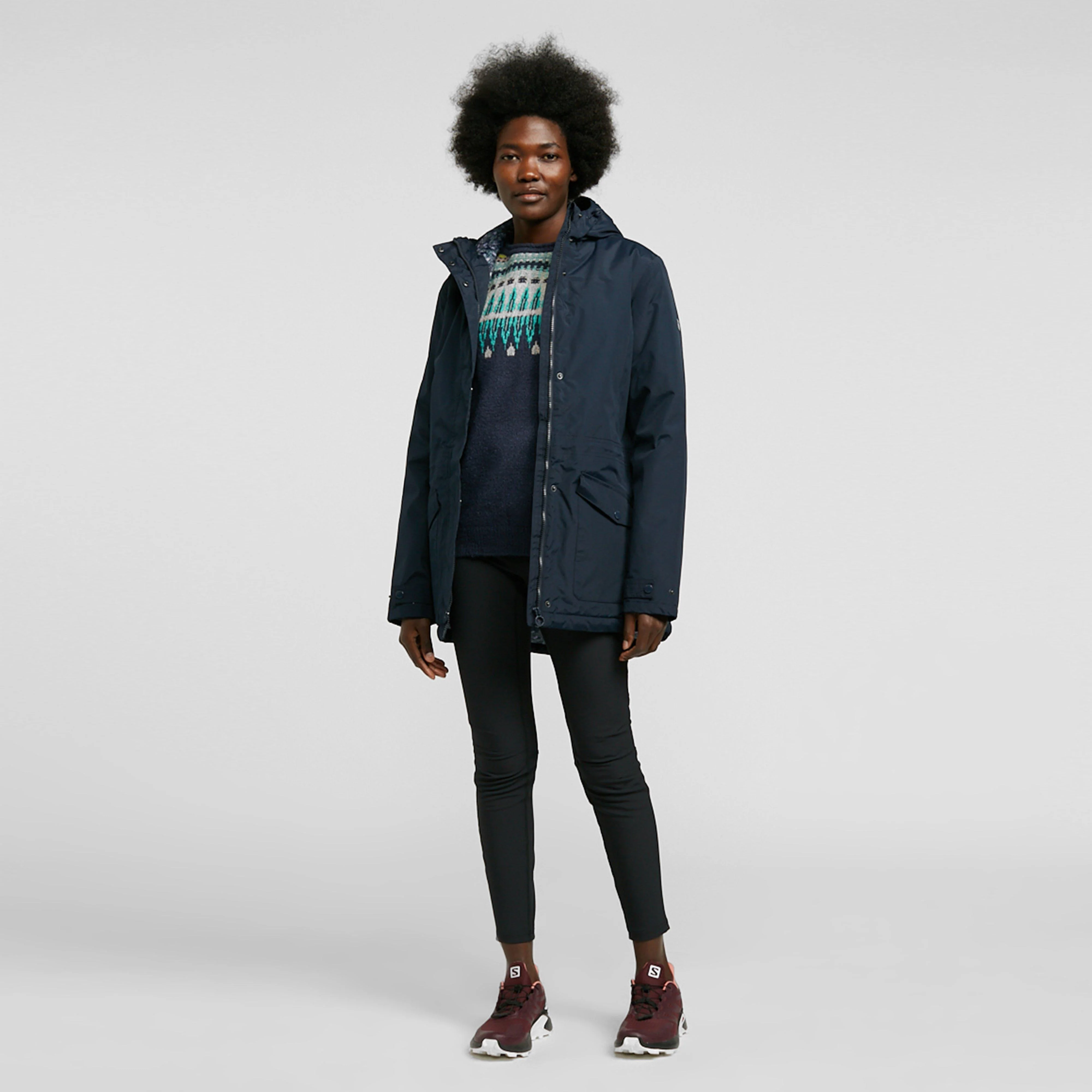 Womens Brigida Waterproof Insulated Jacket Navy Check - Image 3